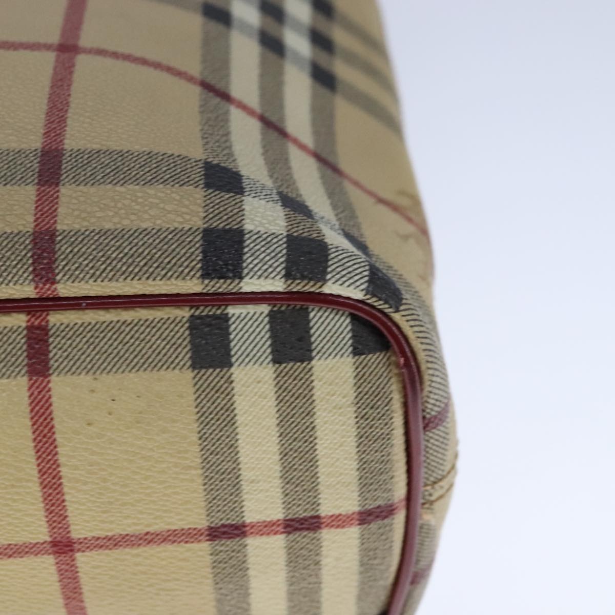 Burberry Nova Check Hand Bag Pvc Leather Beige - 16
