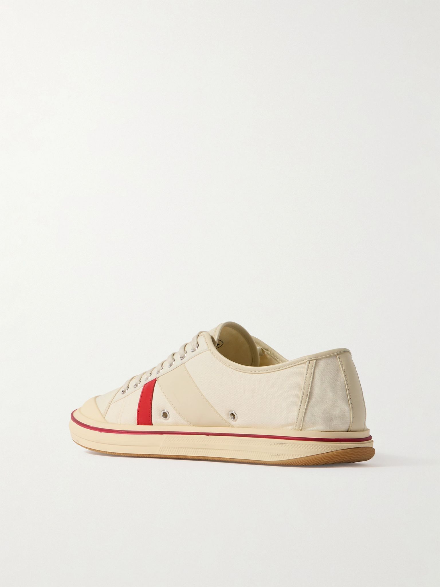 Eliot Logo-Appliquéd Leather-Trimmed Canvas Sneakers Neutral - 4