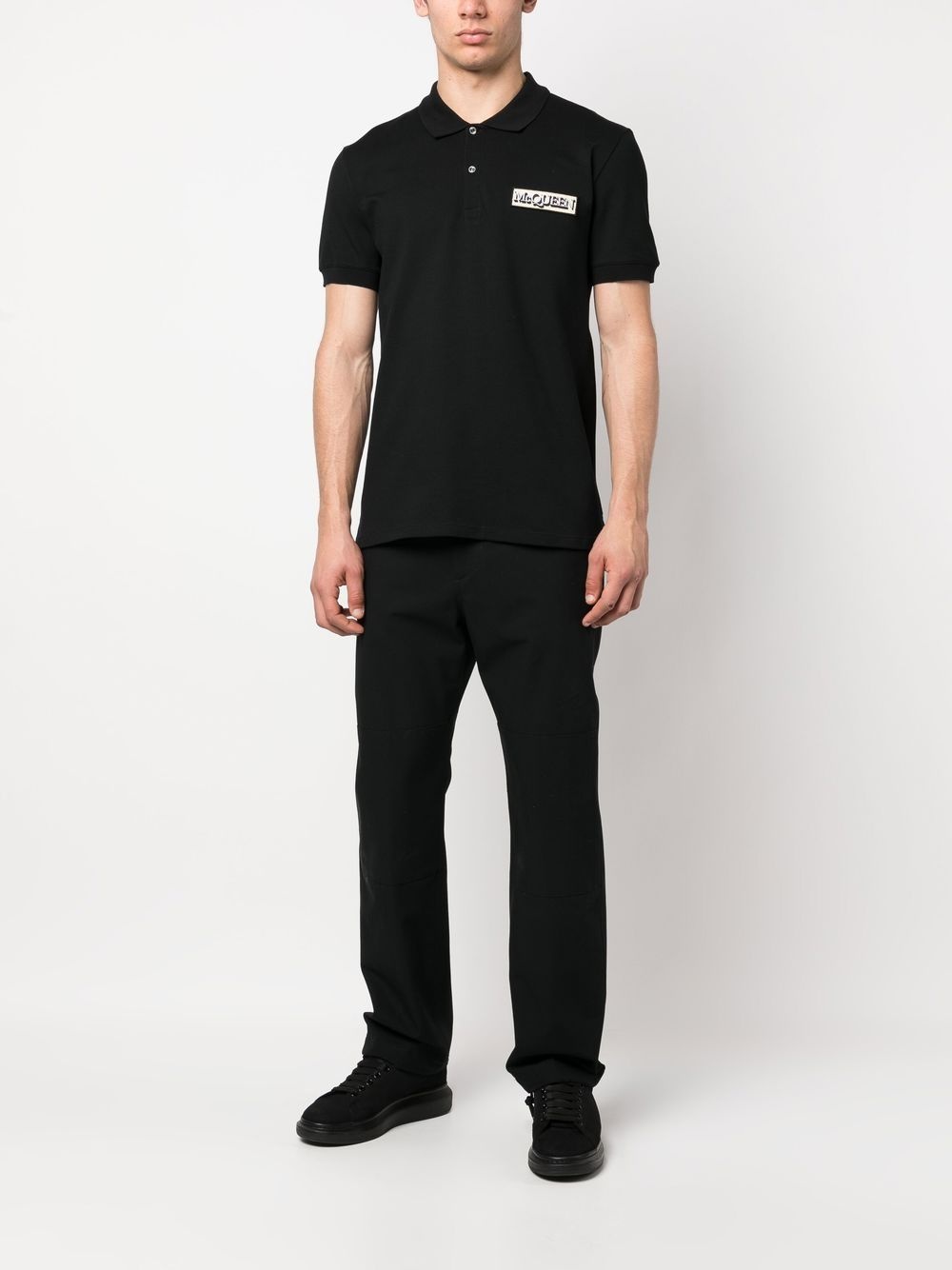 drawstring-hem cotton trousers - 2