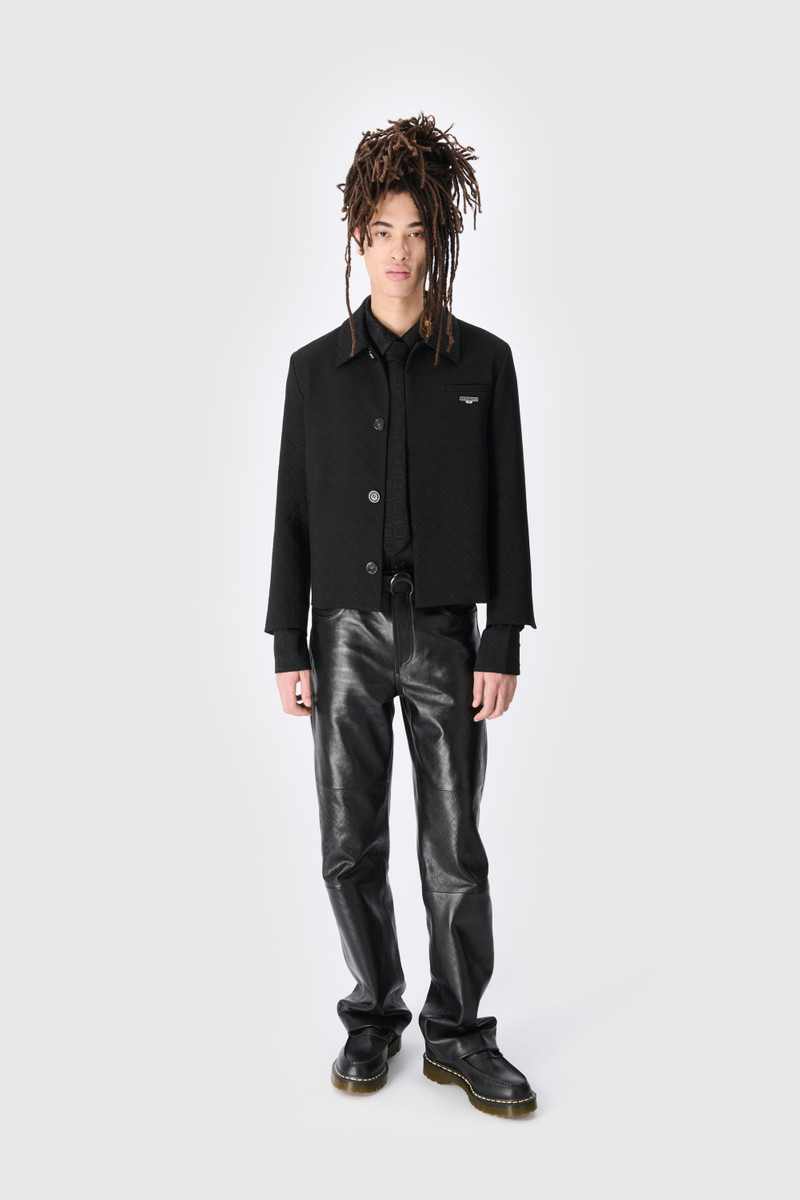 Moonogram Embossed Leather Wide Leg Pants 1