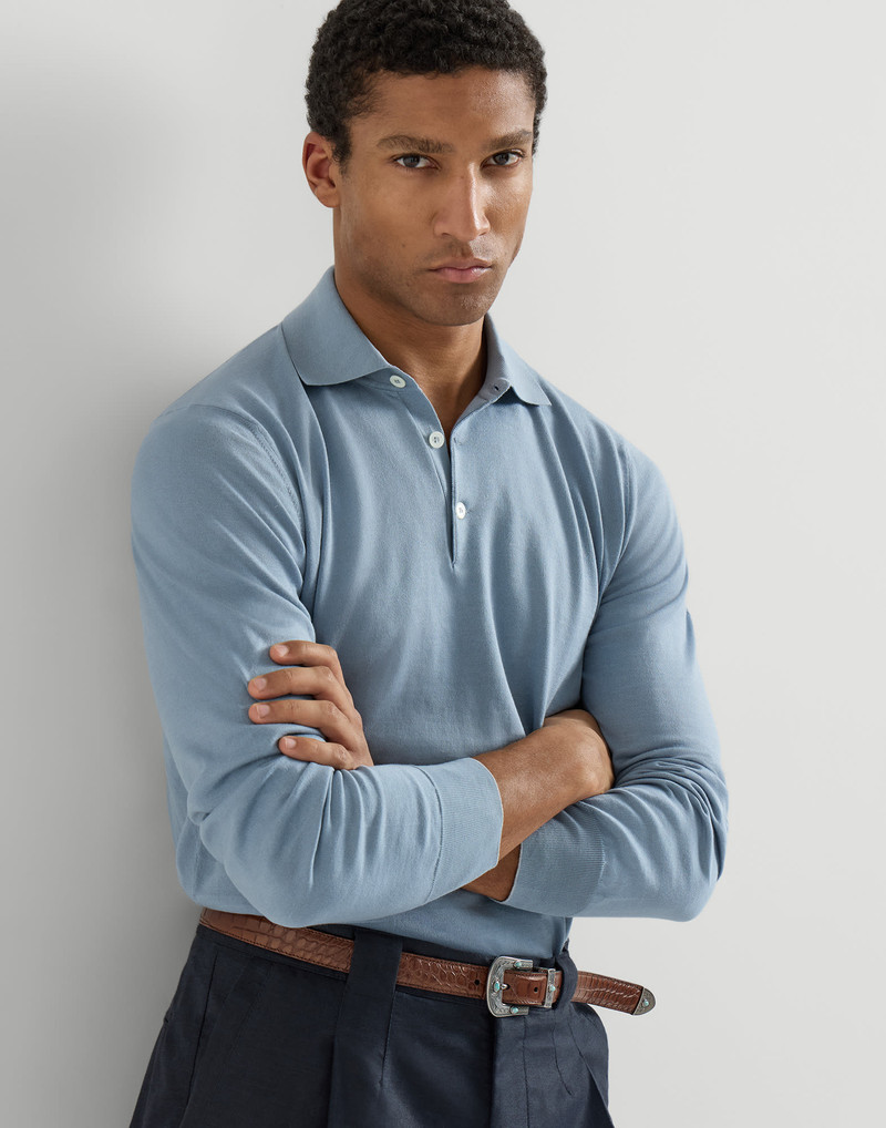 Cotton lightweight knit polo shirt 5
