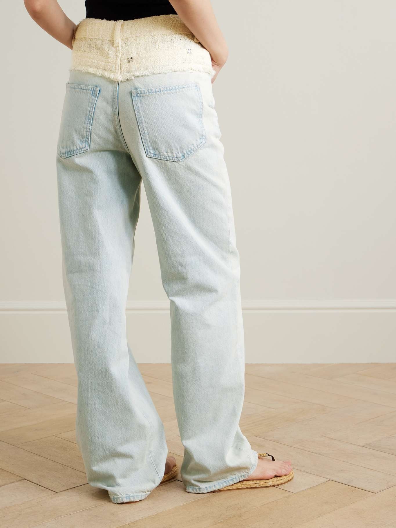 Big Mix wool-blend bouclé-trimmed high-rise straight-leg jeans - 4