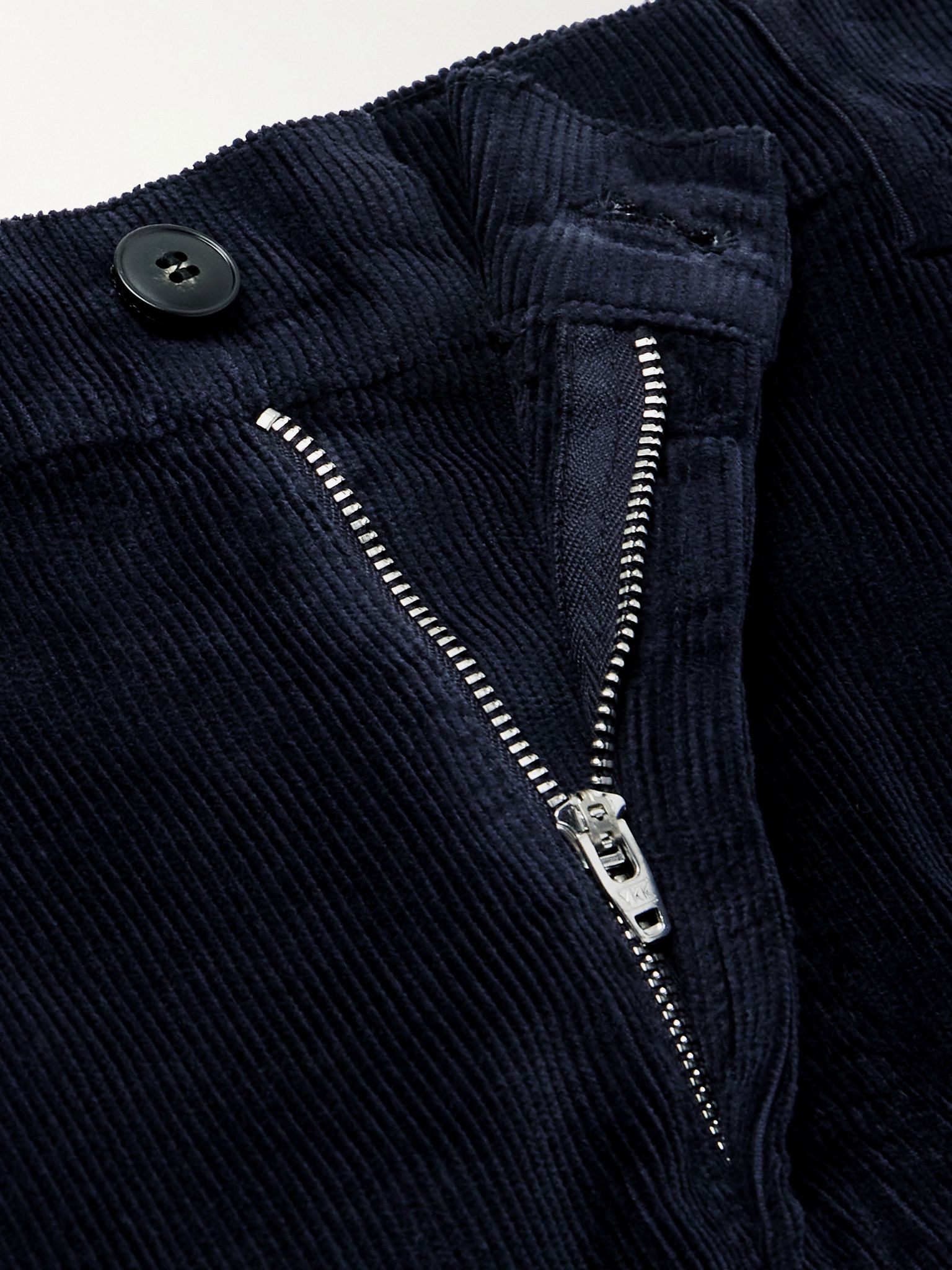 Tapered Garment-Dyed Stretch Cotton and Modal-Blend Corduroy Trousers Navy - 6