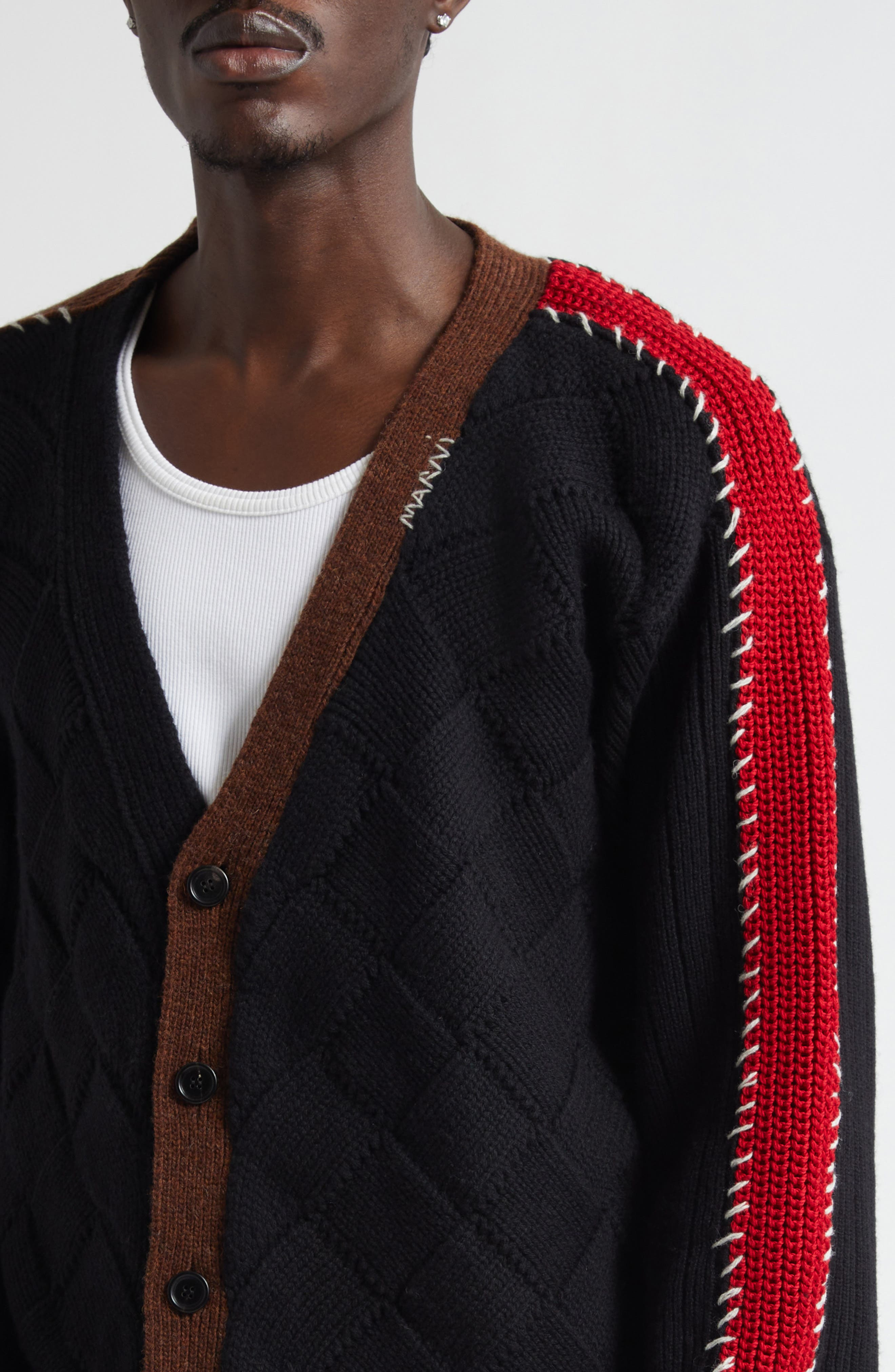 Marni Mended Colorblock Cardigan in Black at Nordstrom - 5