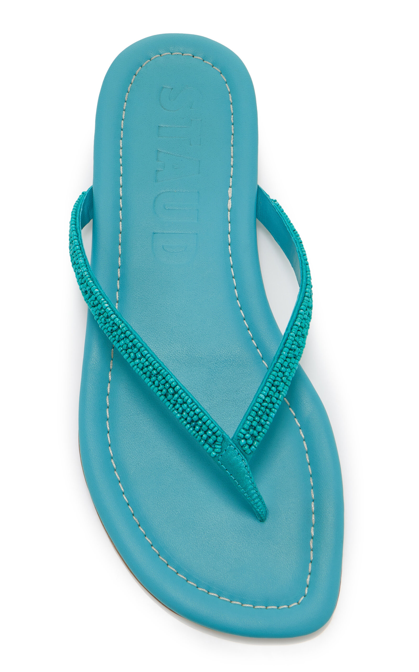 Freja Beaded Leather Thong Sandals turquoise - 3