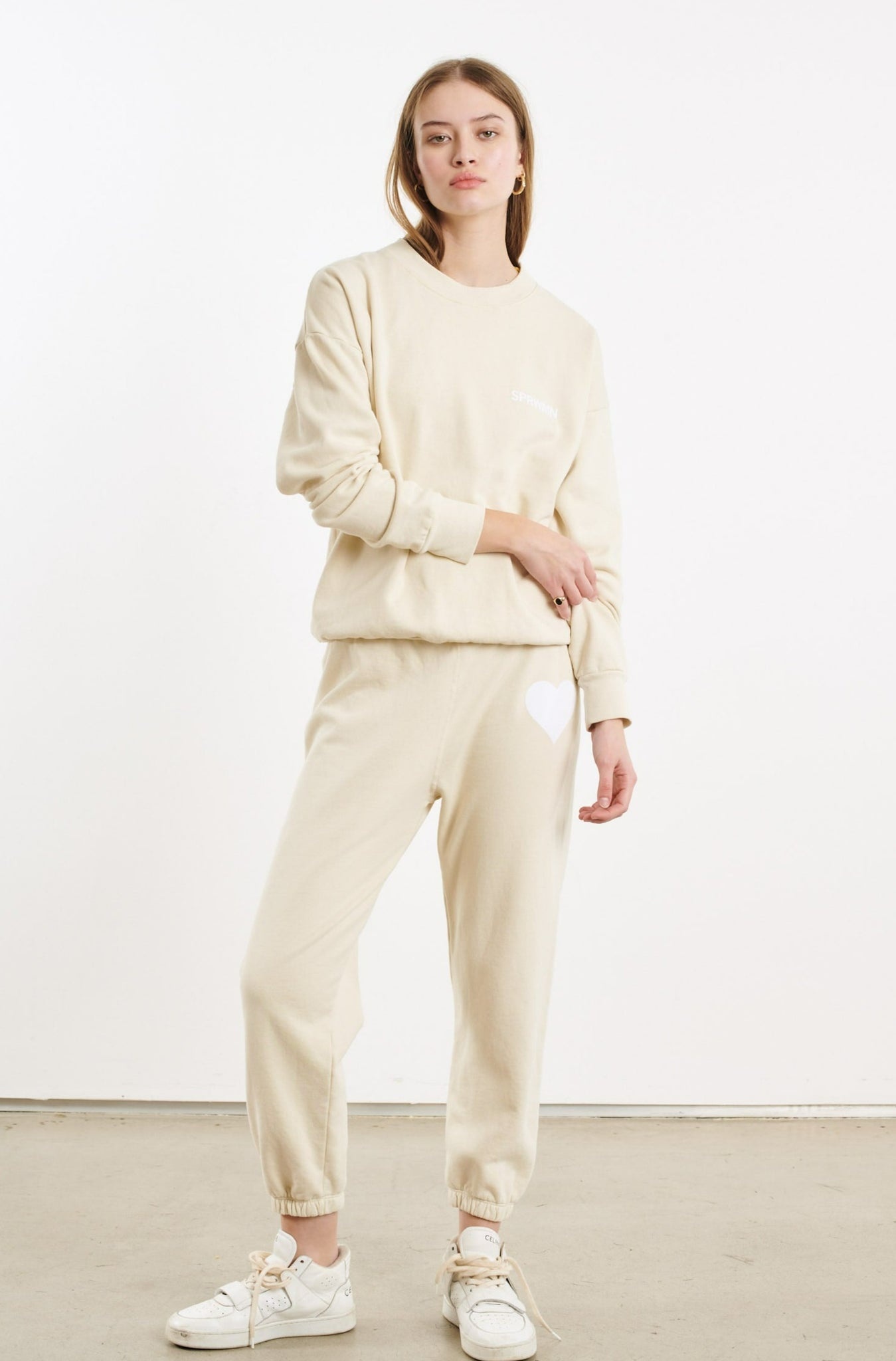 CREAM COTTON LOGO SWEATSHIRT - 3