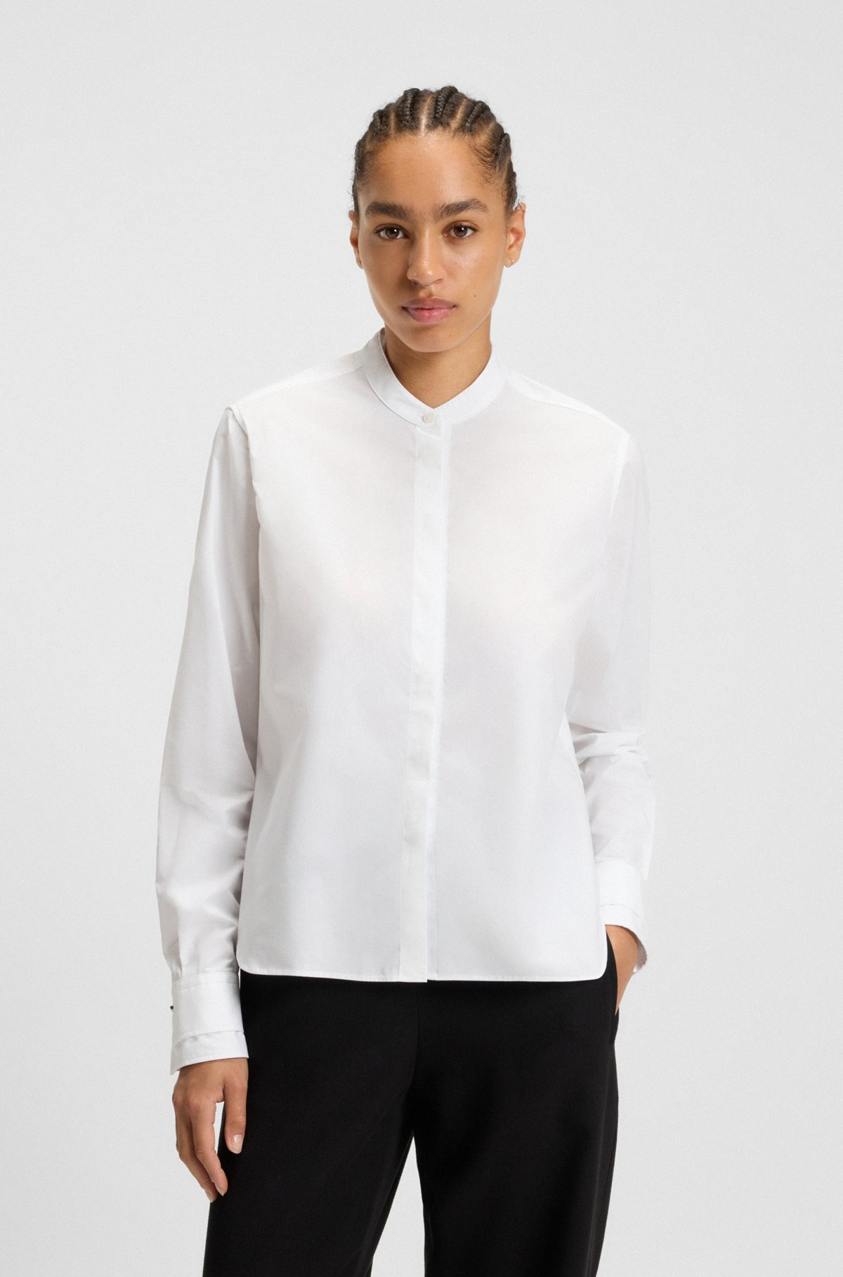 REGULAR-FIT BLOUSE IN COTTON POPLIN WITH CONCEALED PLACKET - 2