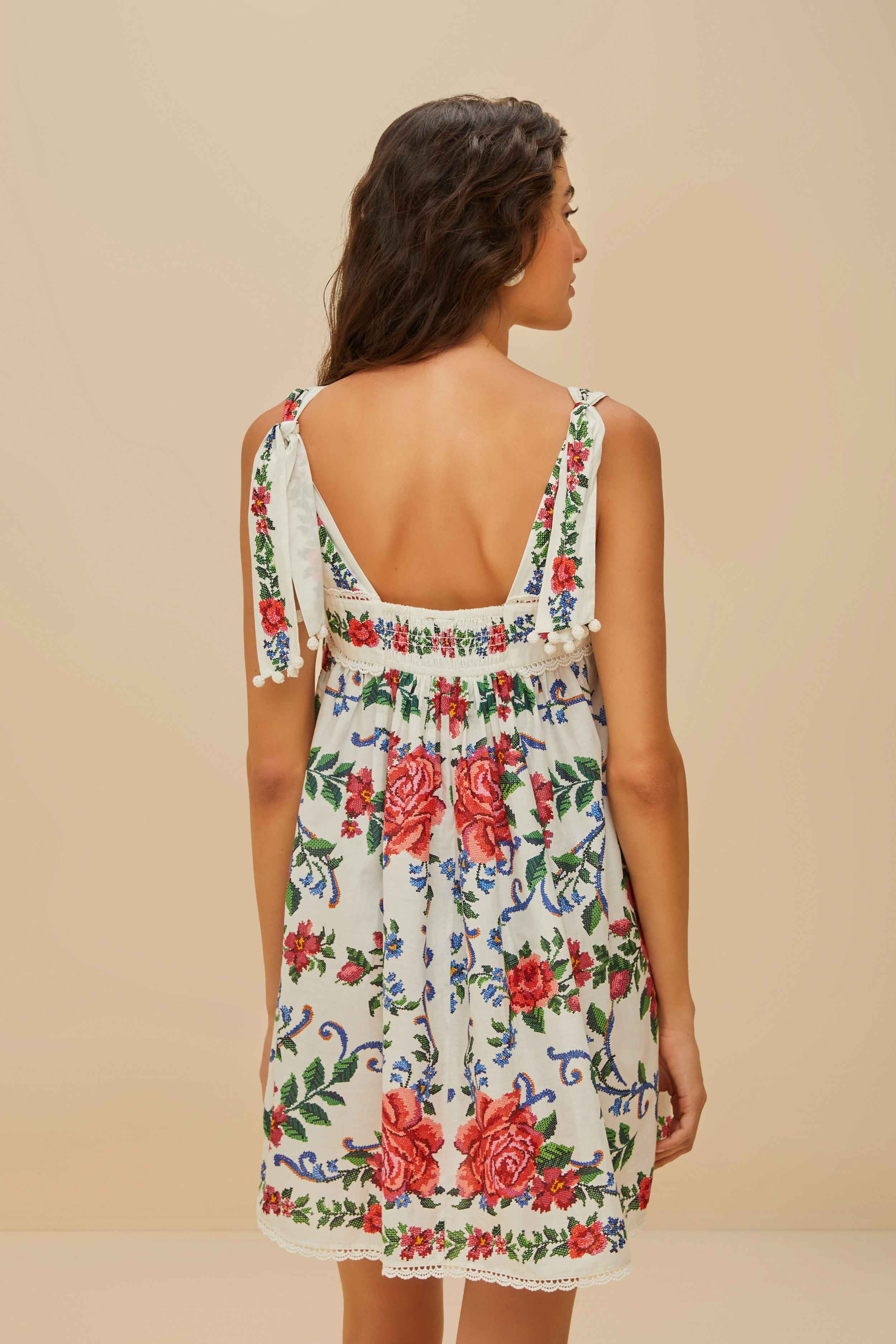 Off-White Flower Tapestry Mini Dress - 4