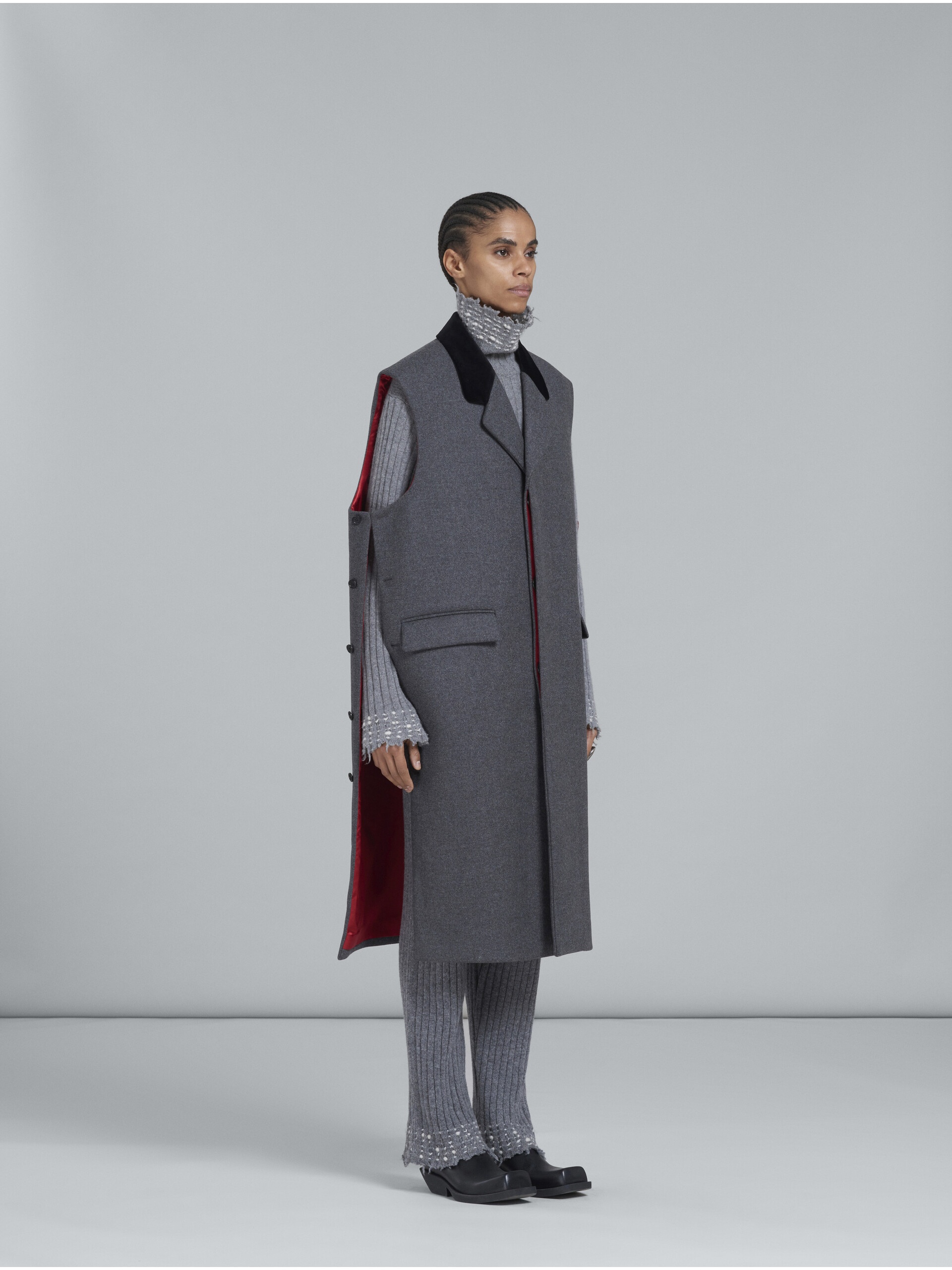 GREY OVERSIZED WOOL VEST - 6
