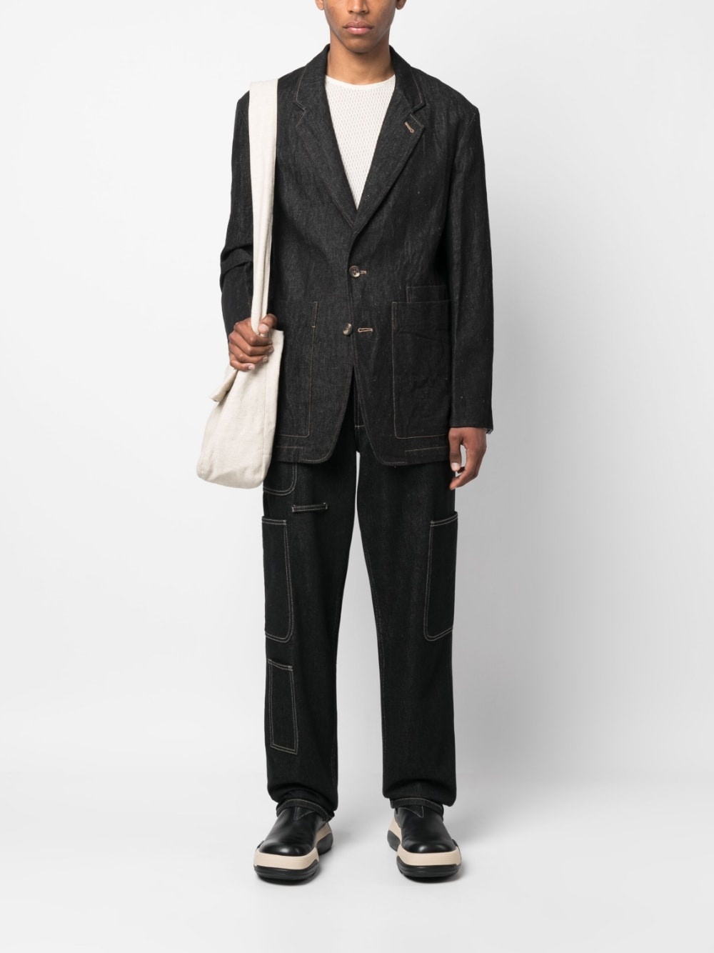 patch-pockets denim blazer - 2