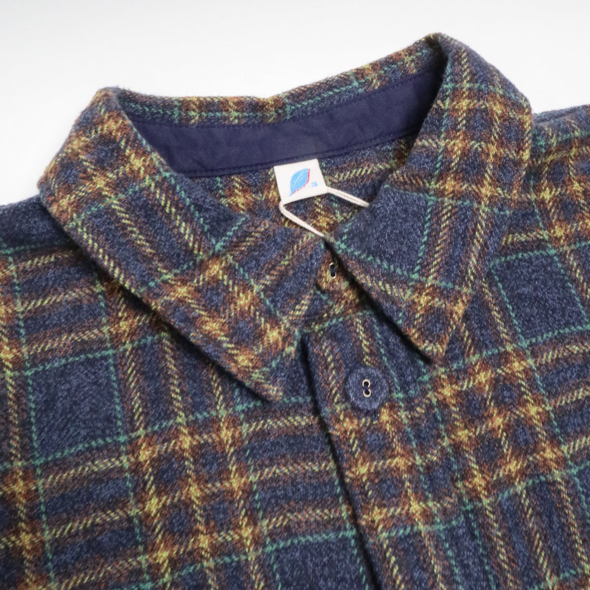 Cotton Tweed Check Double Pocket Shirt Navy - 2