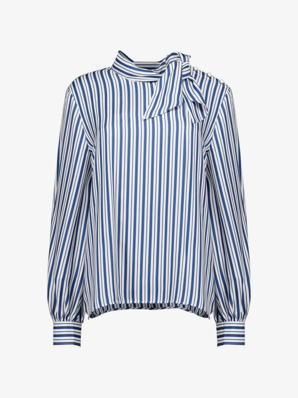 pussy-bow striped blouse - 1