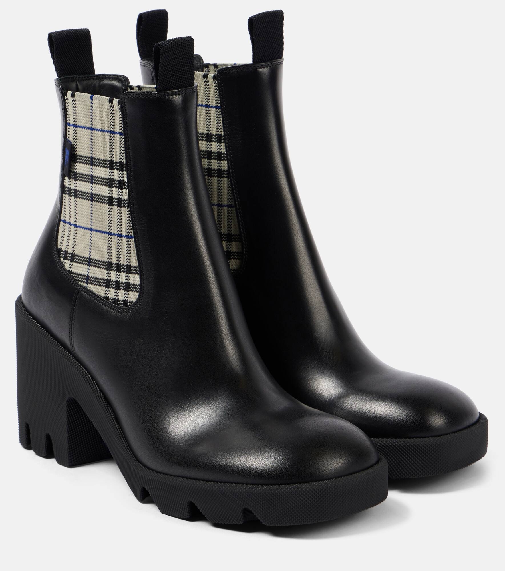 Burberry Check leather Chelsea boots - 1