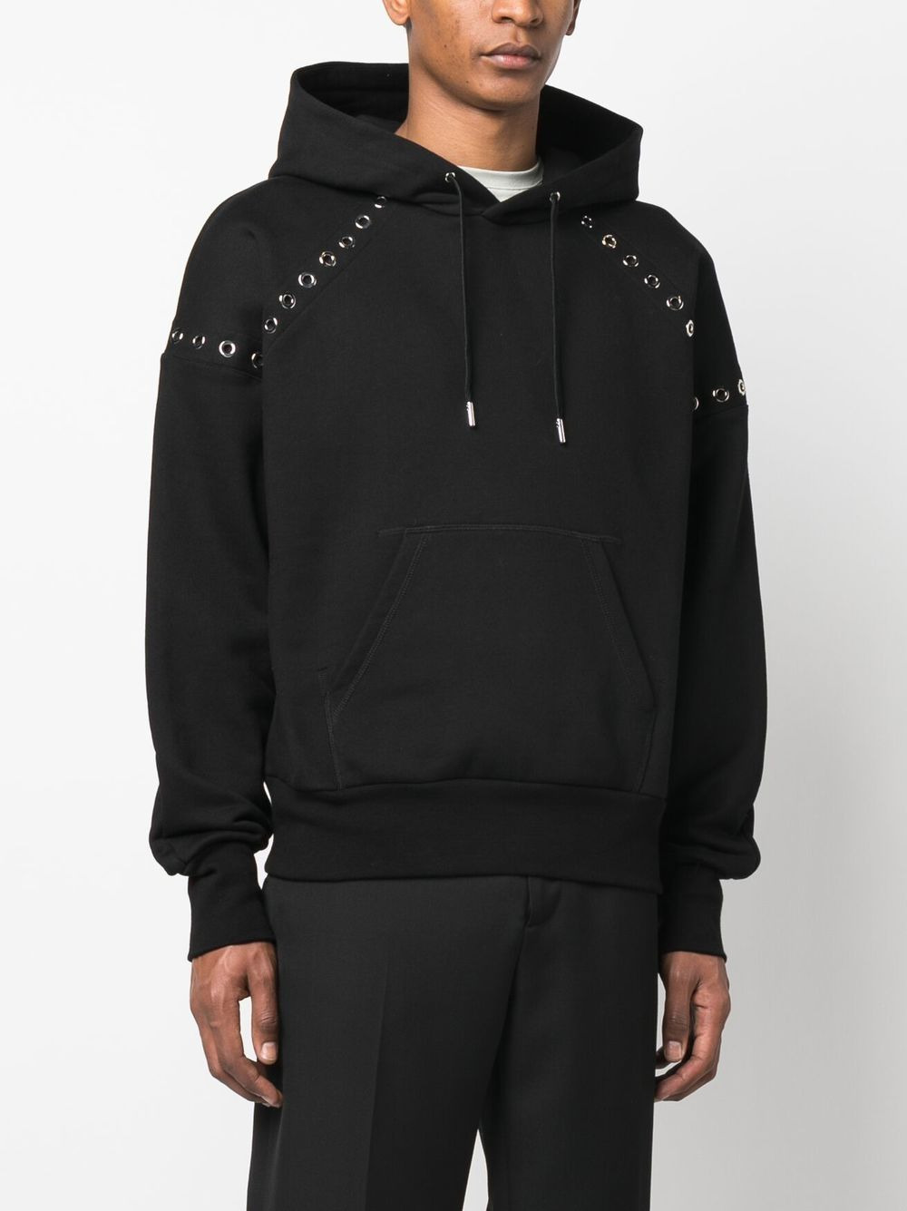 eyelet-embellished hoodie - 3