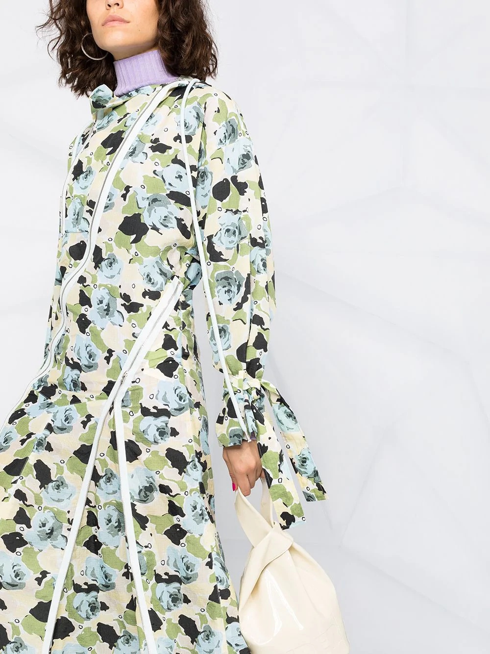 floral print hooded dress - 3