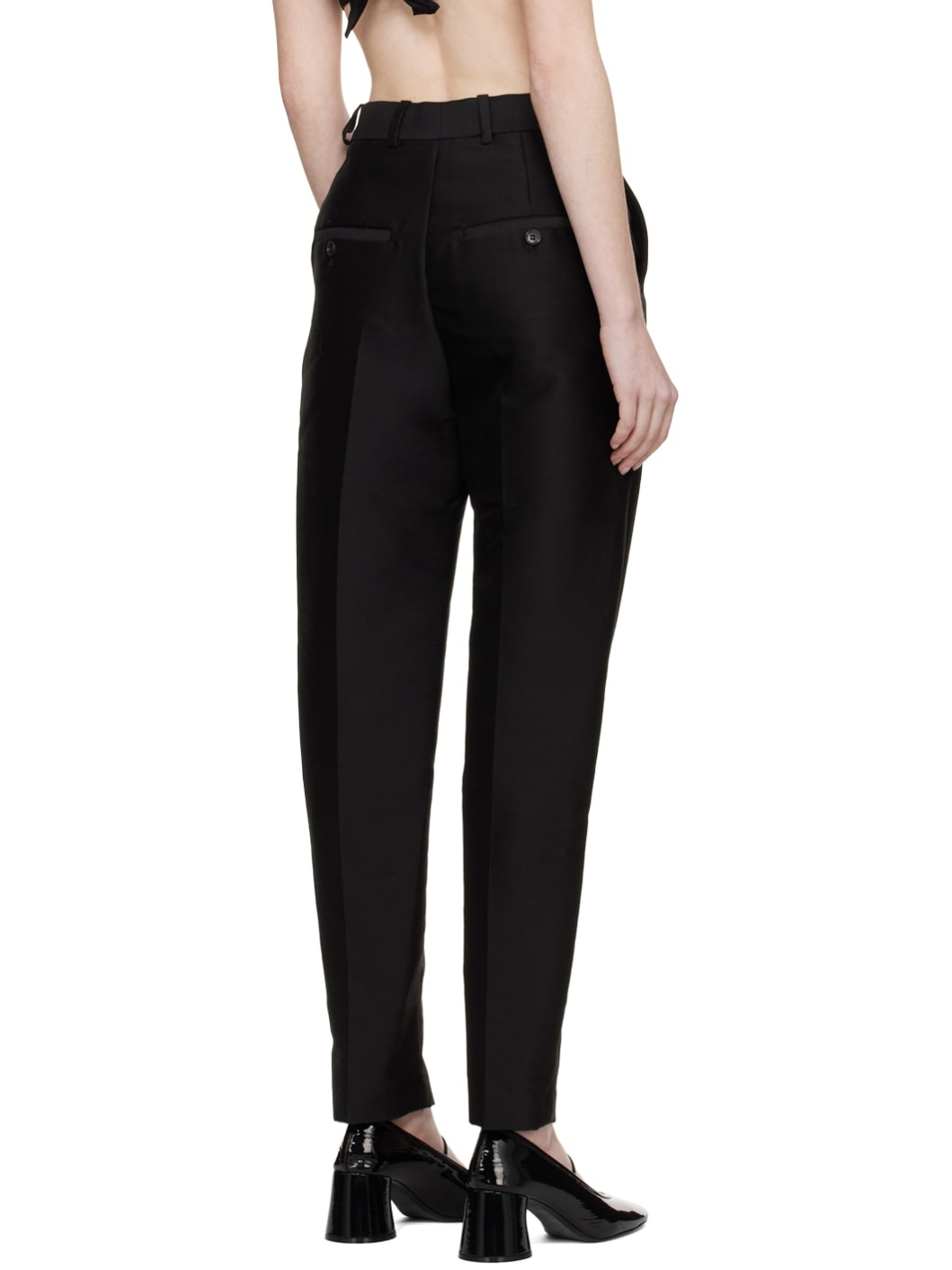 Black Sewn Pleat Trousers - 3