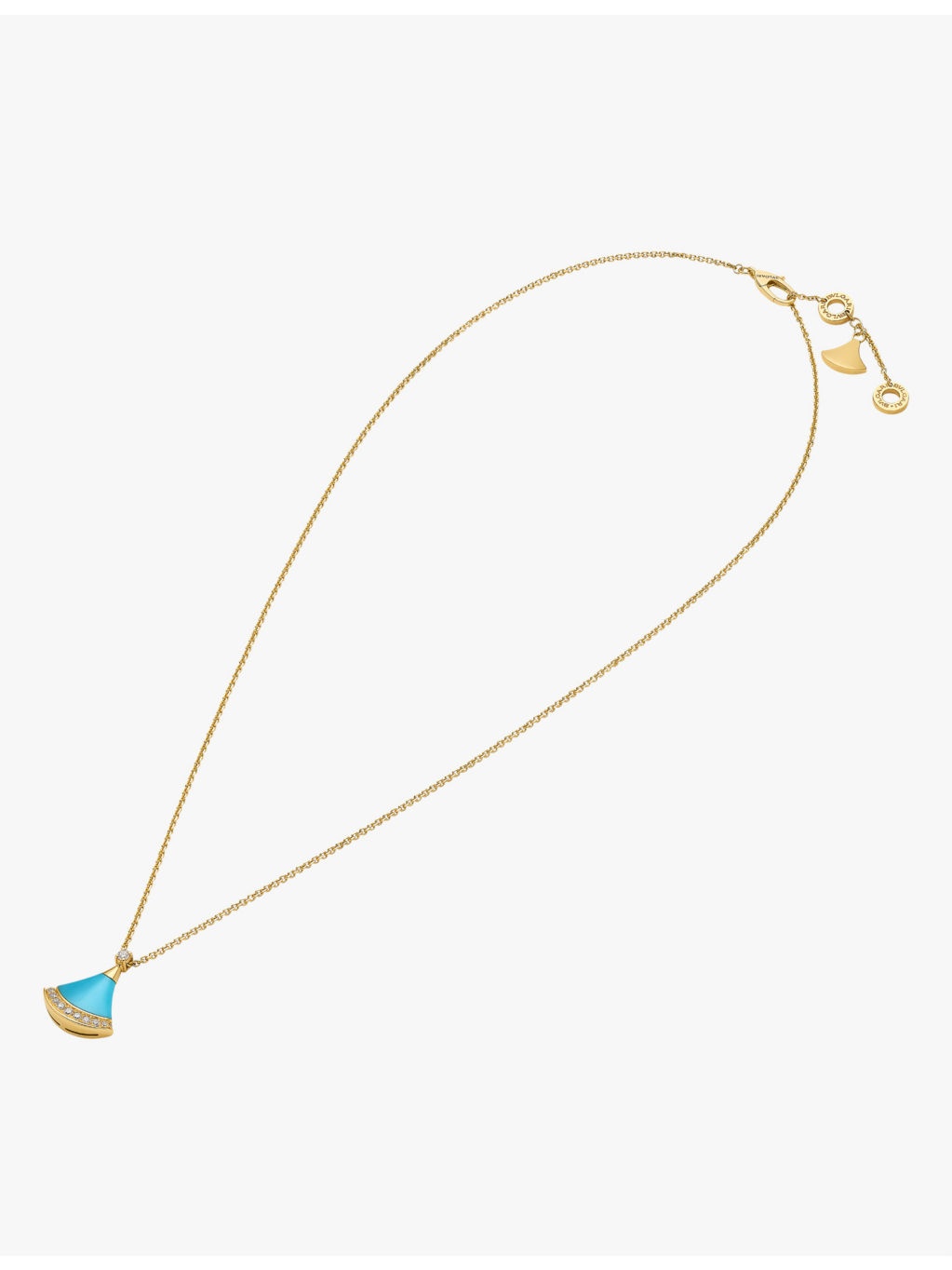 Divas' Dream 18ct yellow gold, 0.13ct brilliant-cut diamond and turquoise&nbsp;pendant necklace - 4