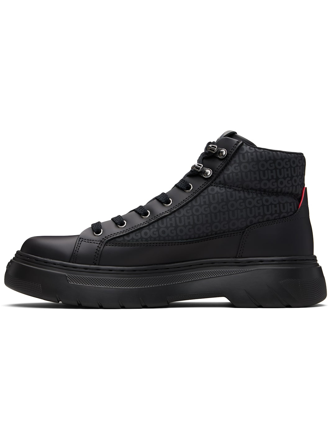 Black Printed-Logo Faux-Leather Boots - 3