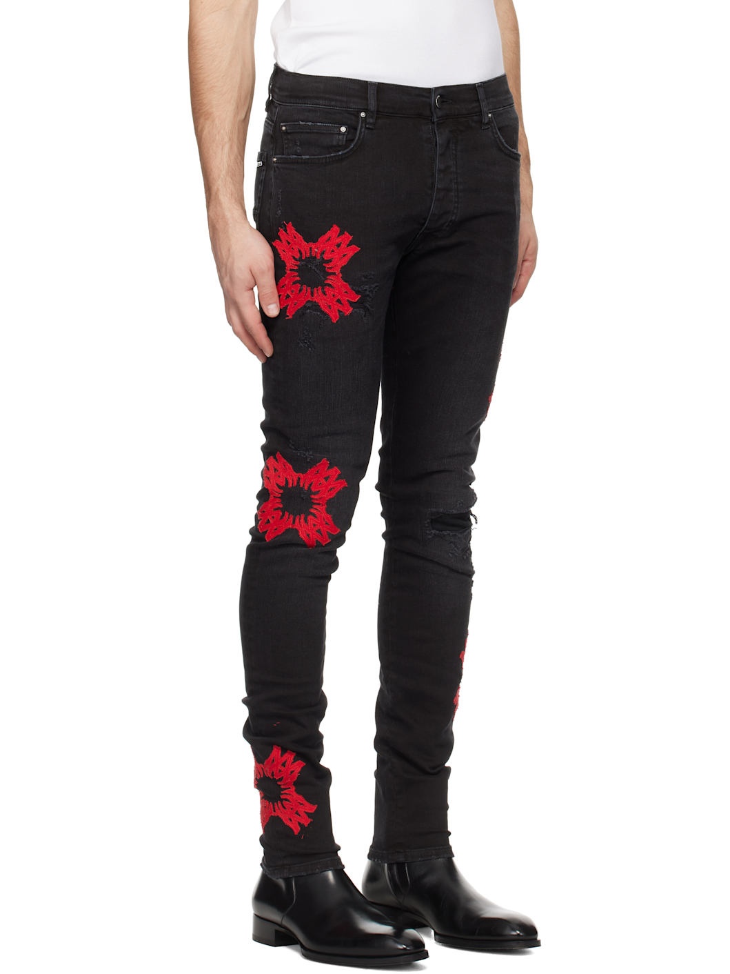 Black MA Quad Applique Jeans - 2