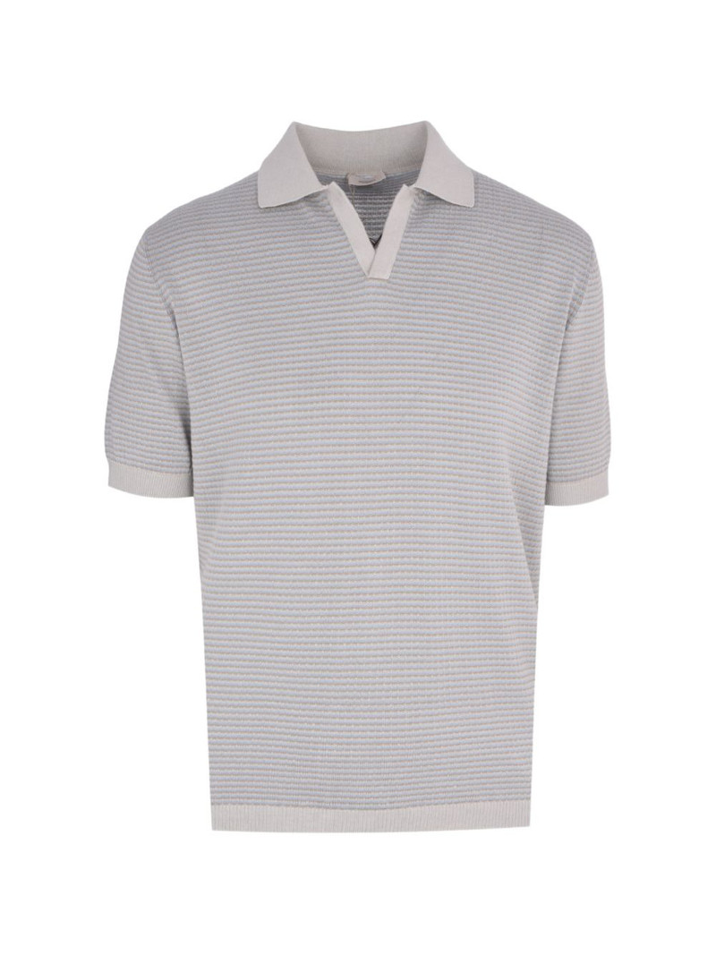 knitted striped polo shirt 1