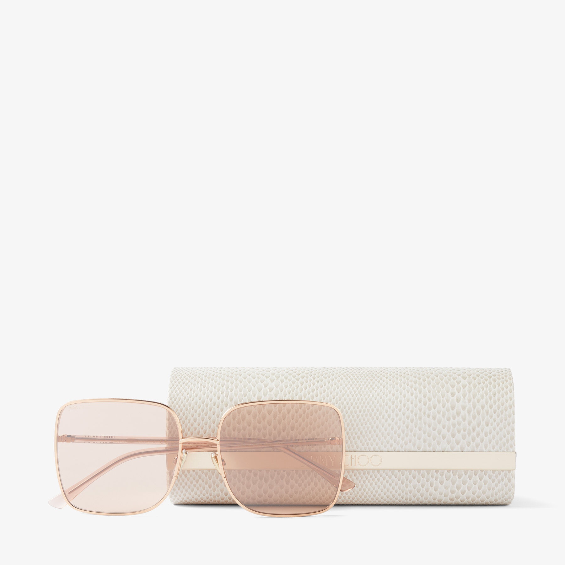 Aliana
Copper Gold Nude Square-Frame Sunglasses with Glitter - 4