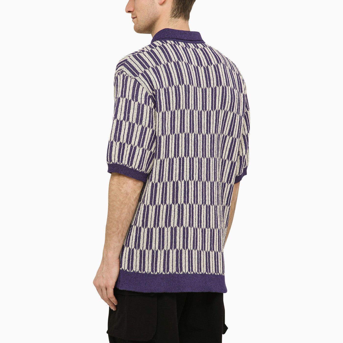 Needles Jacquard Knit shops Polo Shirt Men Purple