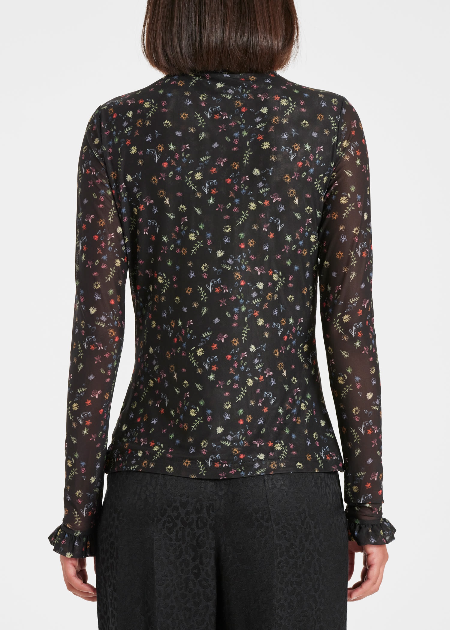 Black Mesh 'Doodle' Top - 4