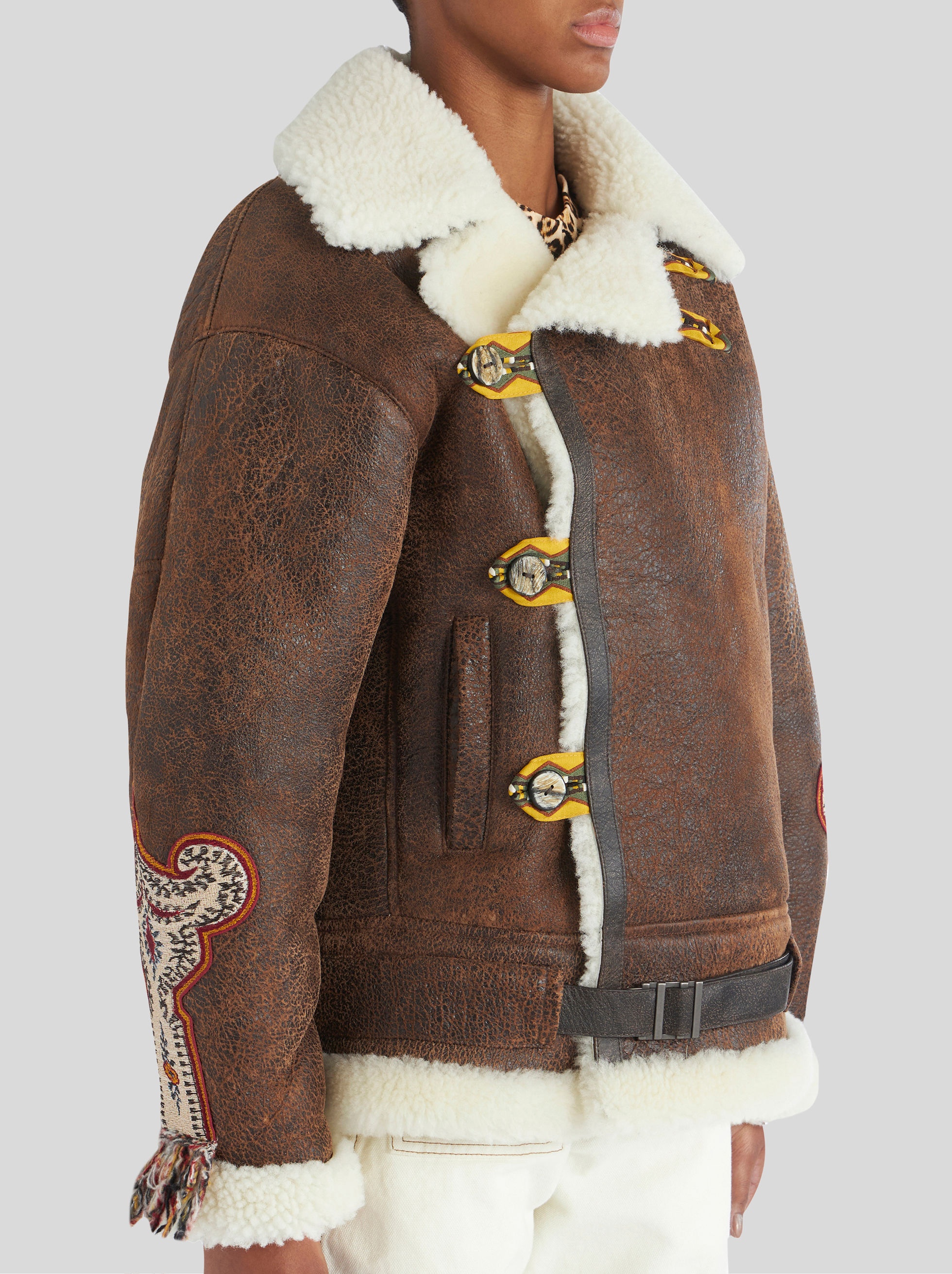 SHEEPSKIN COAT WITH PATCH - 2