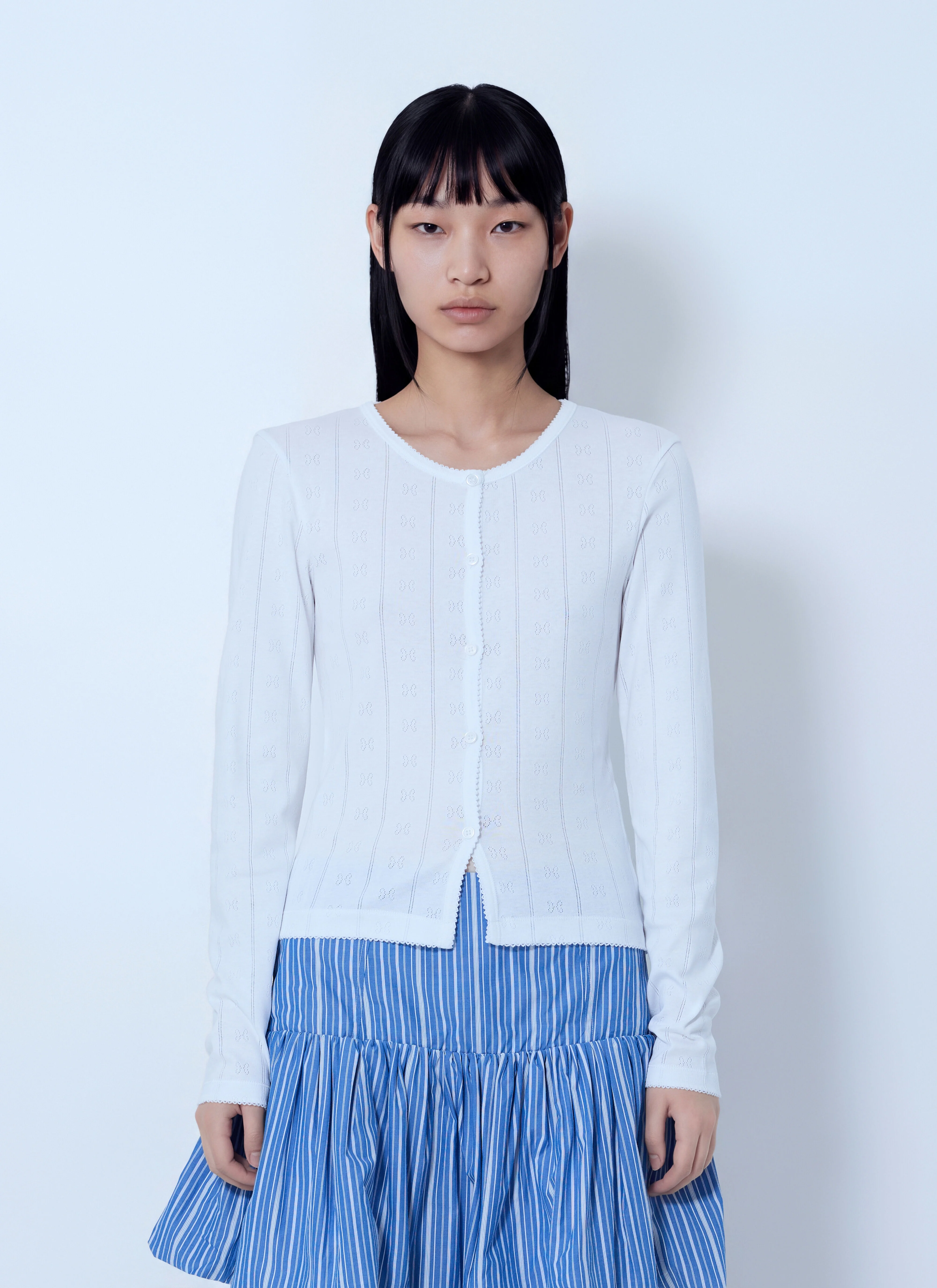 Compact Pointelle Rib Jersey Top - 1