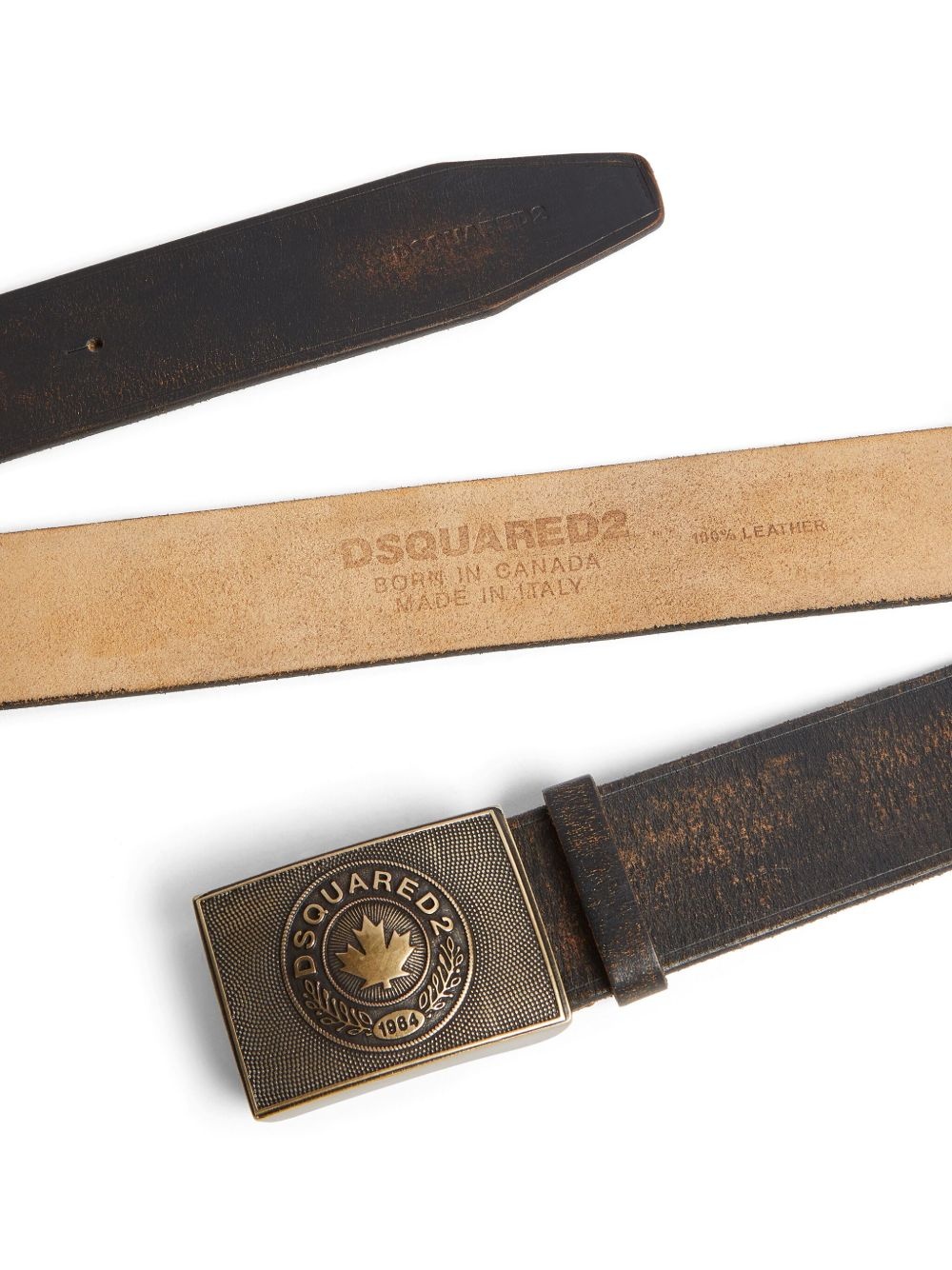 logo-plaque leather belt - 2