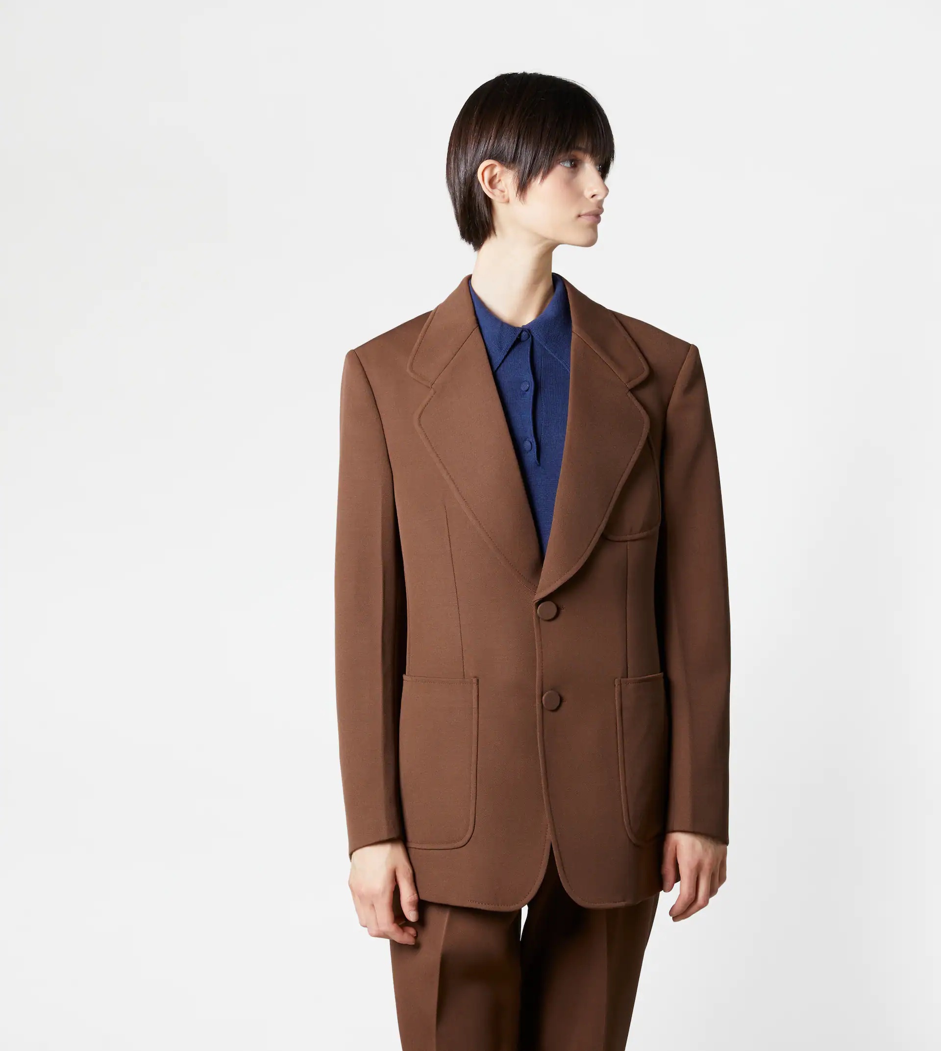 JACKET IN WOOL - BROWN - 3