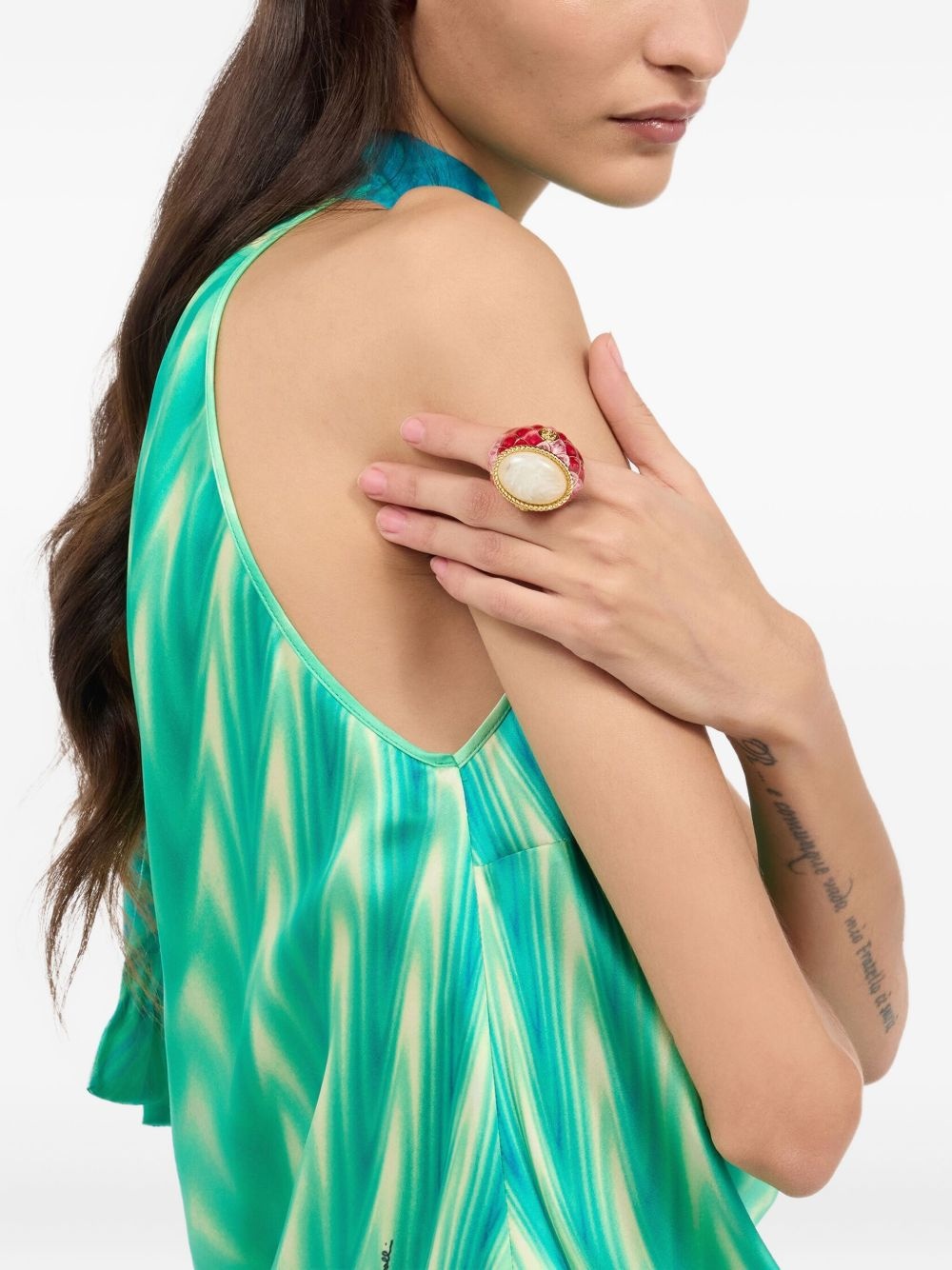 stone-embellished scaled ring - 2