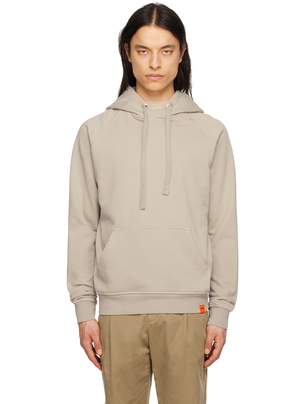 Beige Drawstring Hoodie - 1