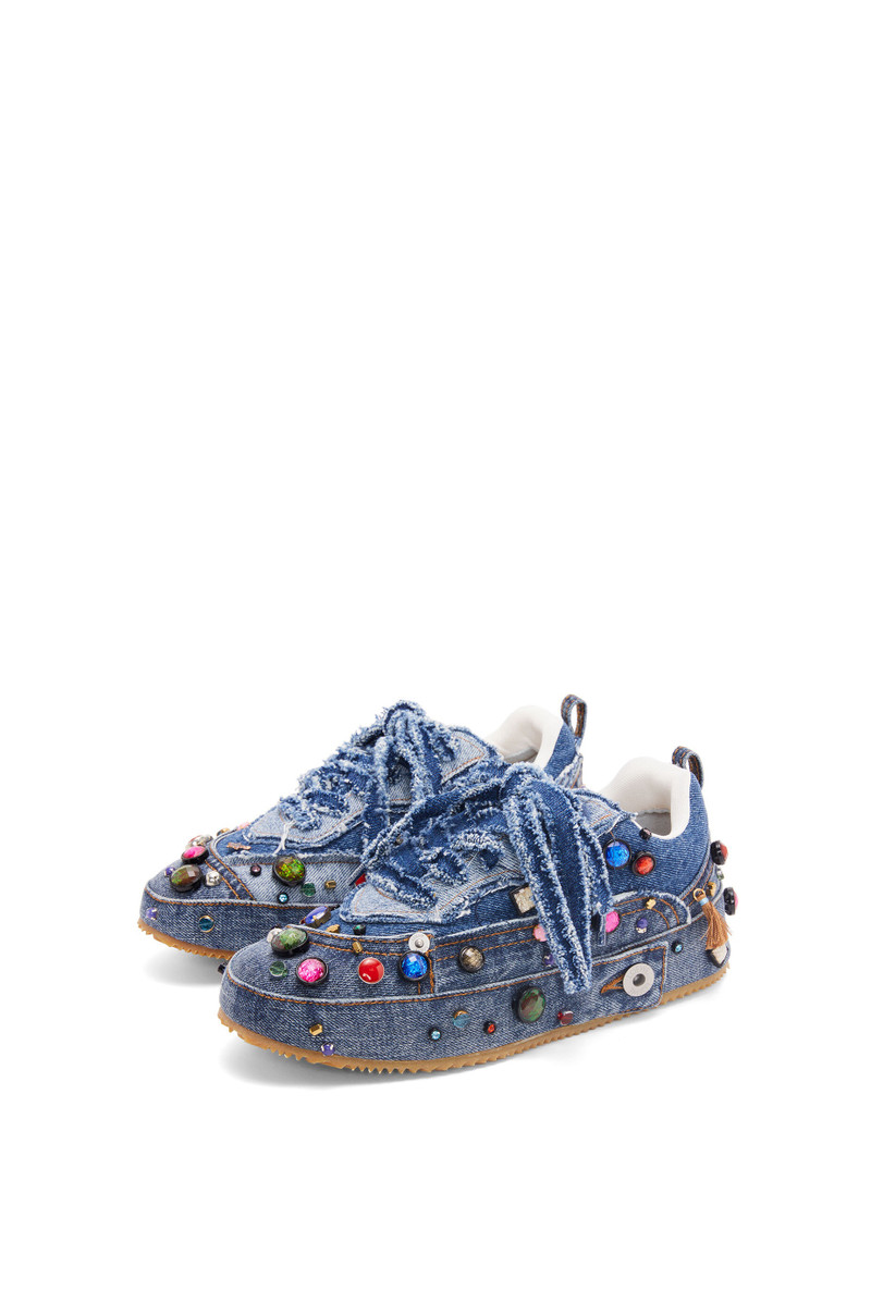 Embellished deconstructed sneaker in denim 3