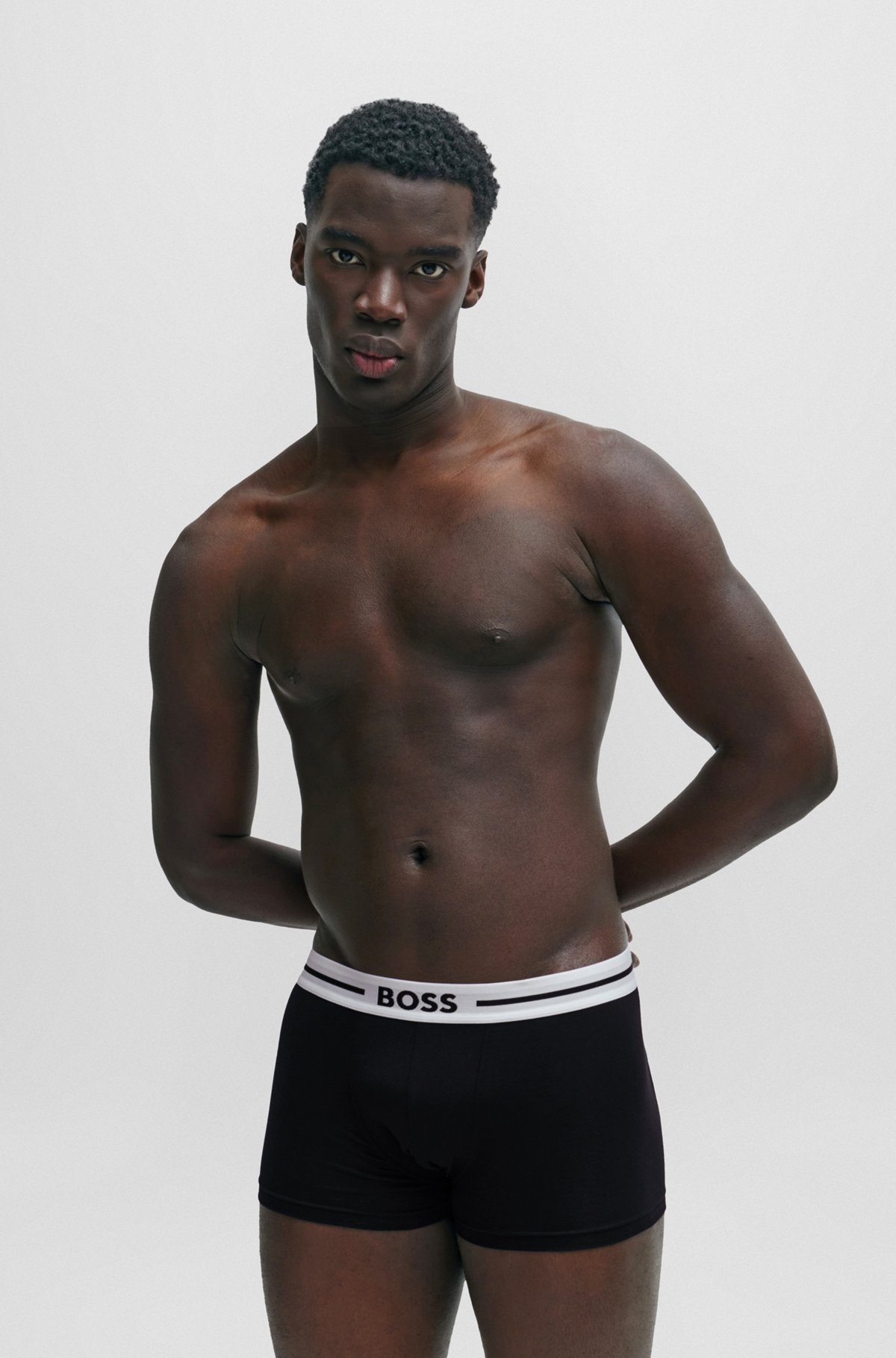 THREE-PACK OF STRETCH-COTTON TRUNKS WITH LOGO WAISTBANDS - 7
