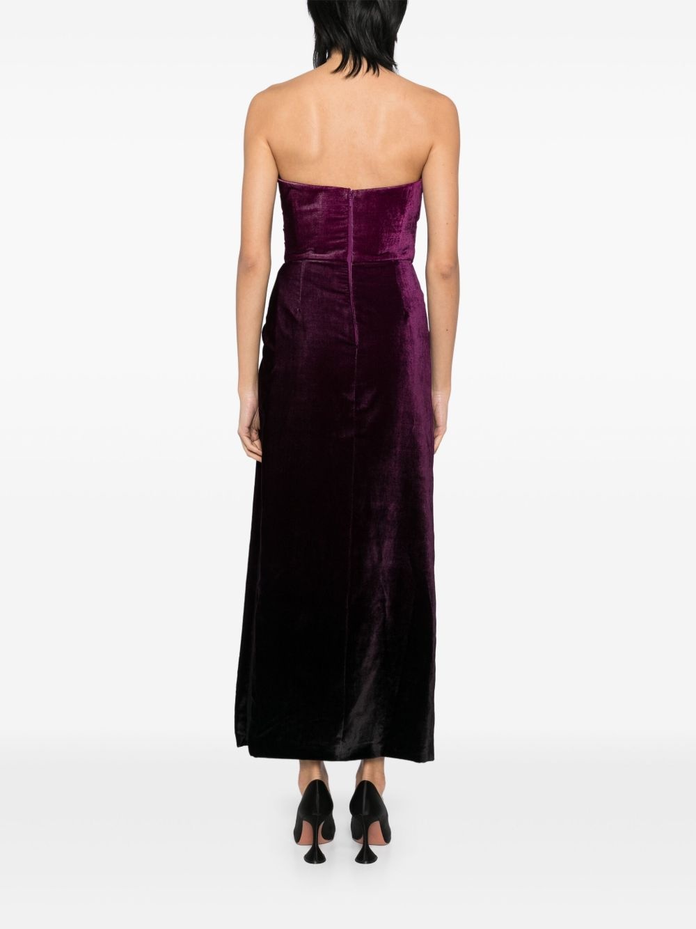 velvet midi dress - 4
