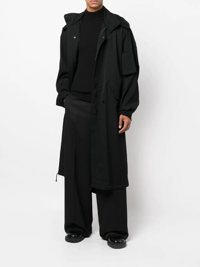 Yohji Yamamoto concealed front-fastening hooded coat outlook