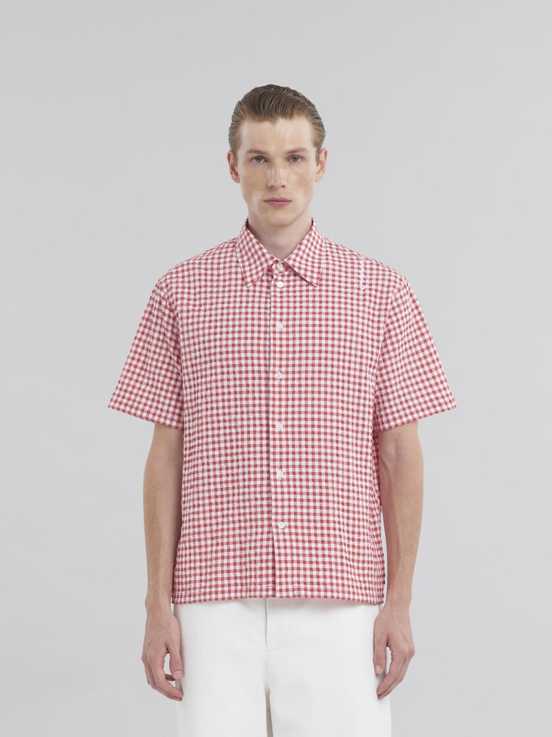 Marni LIGHT BLUE AND WHITE SEERSUCKER CHECKED SHIRT outlook