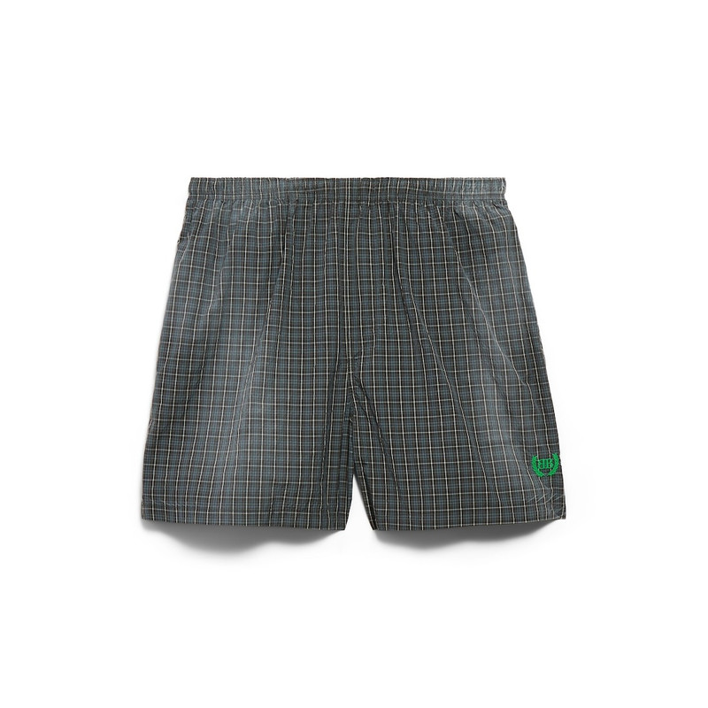 Men's Check Boxer Swim Shorts in Black/blue 1