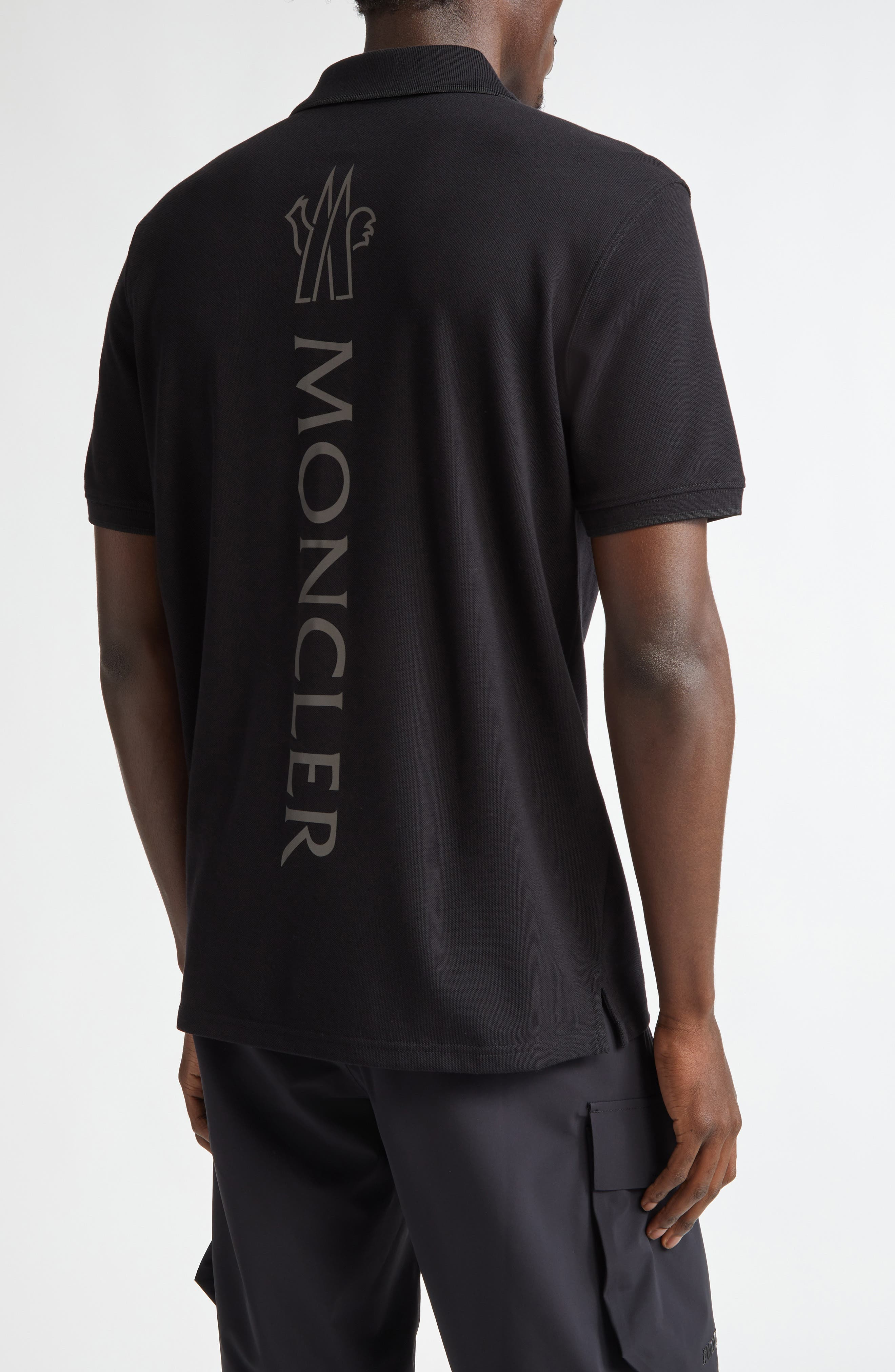 Moncler Logo Cotton Polo in Black at Nordstrom - 2