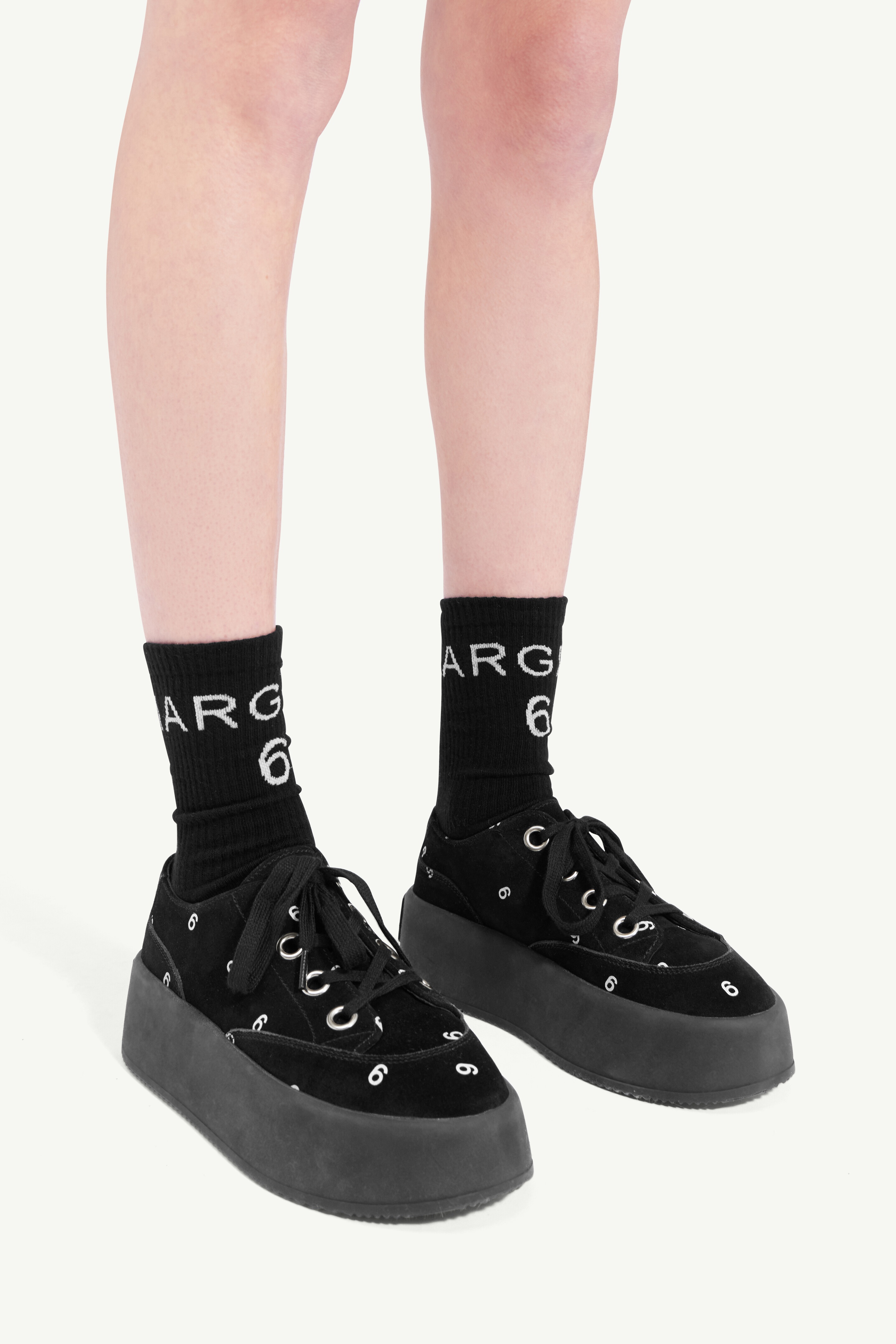 Margiela 6 logo knit socks - 4