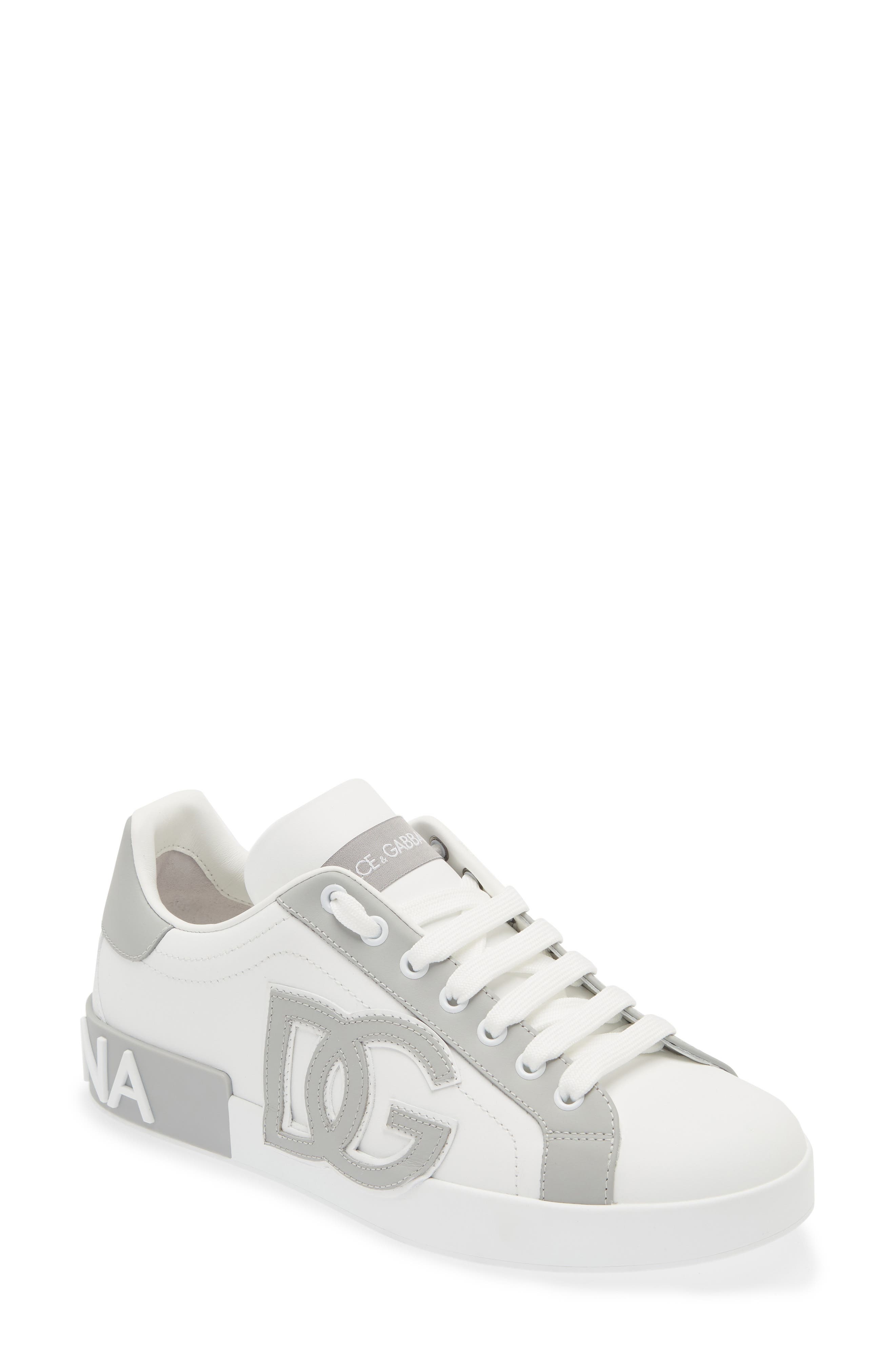 Dolce&Gabbana Portofino Calfskin Sneaker in Bianco/Bianco at Nordstrom - 1