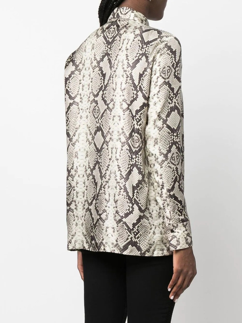 snakeskin-print button-down shirt 4