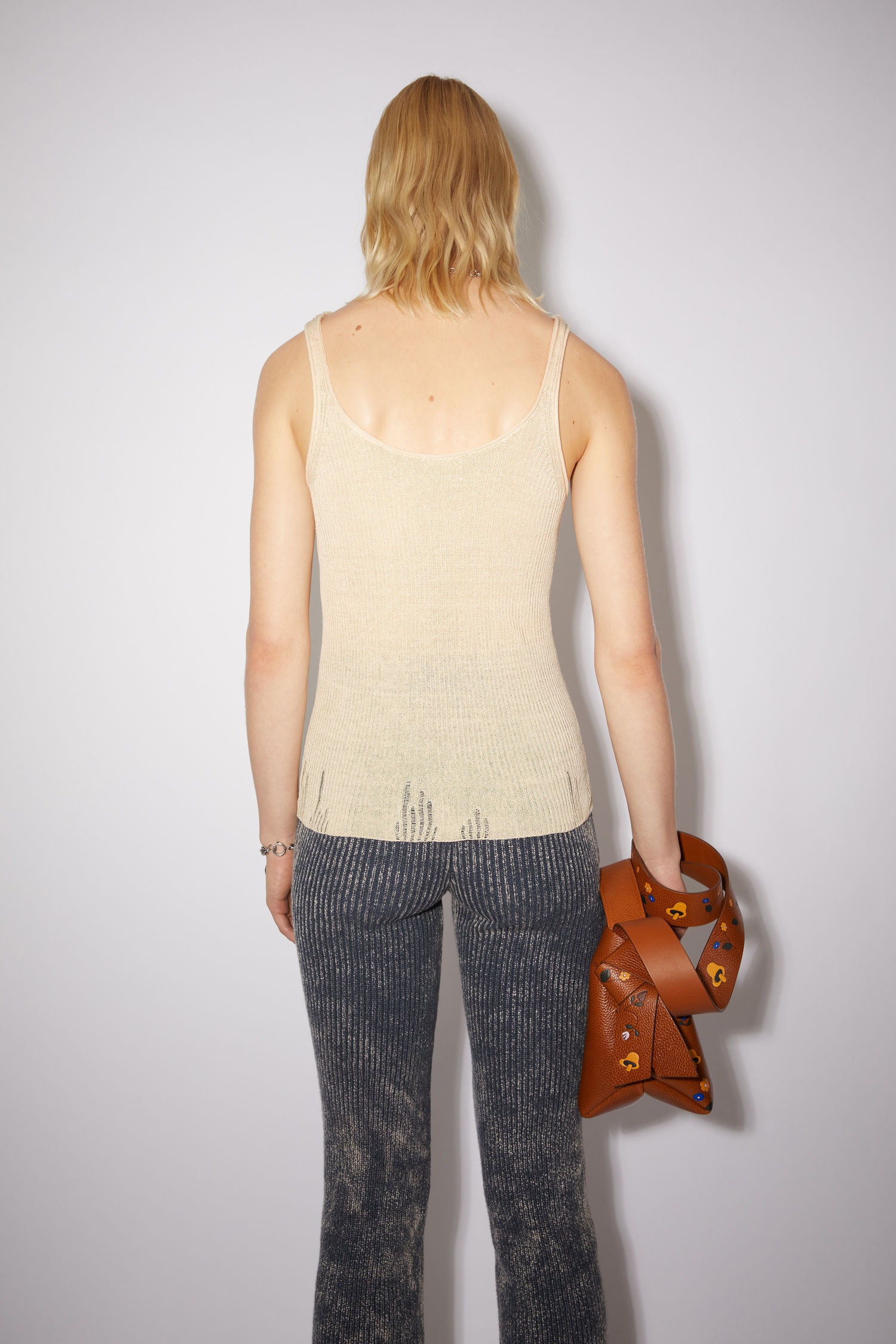 Ribbed tank top - Oat beige - 3