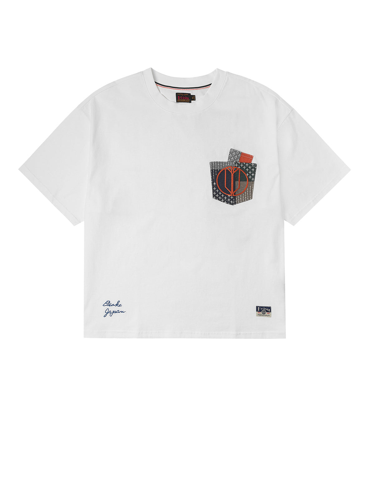 Multi-pocket Color Blocking Sashiko Loose Fit T-shirt - 2