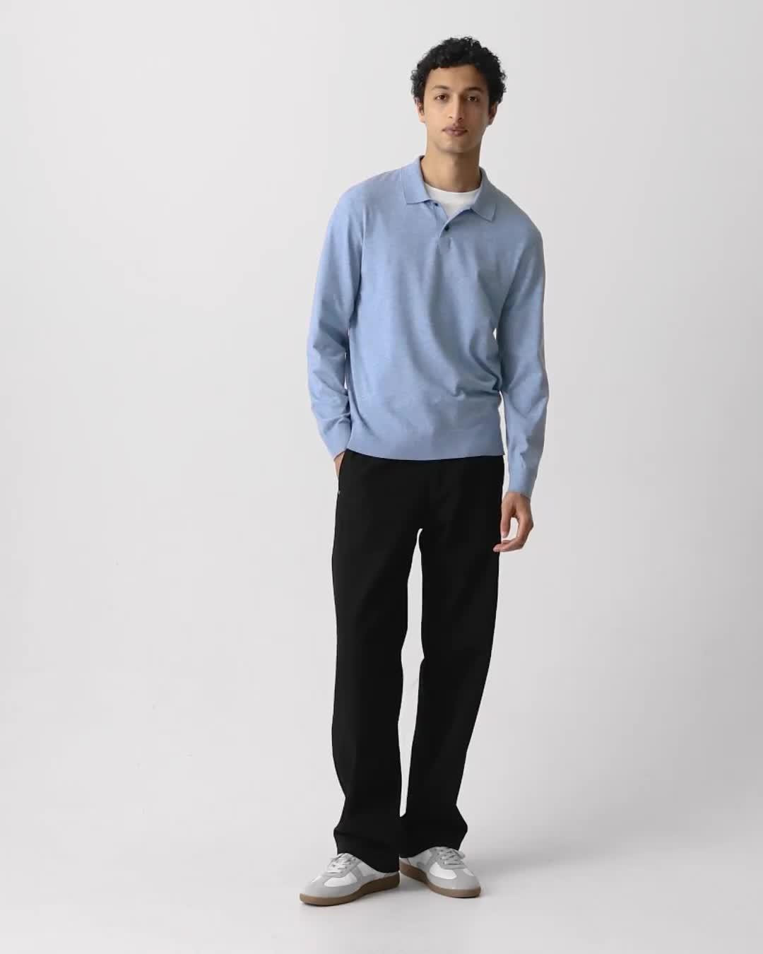 Goris Long-Sleeve Polo Shirt in Light Bilen - 7