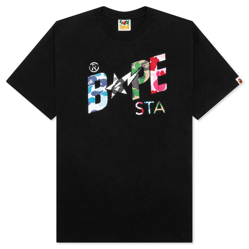 ABC CAMO CRAZY BAPE STA LOGO TEE - BLACK - 1