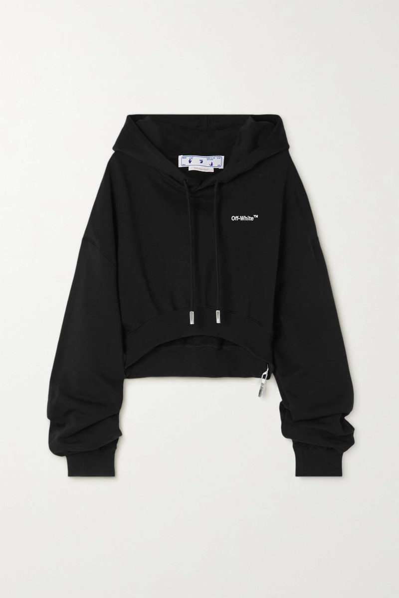 For All Helv cropped embellished cotton-jersey hoodie 1