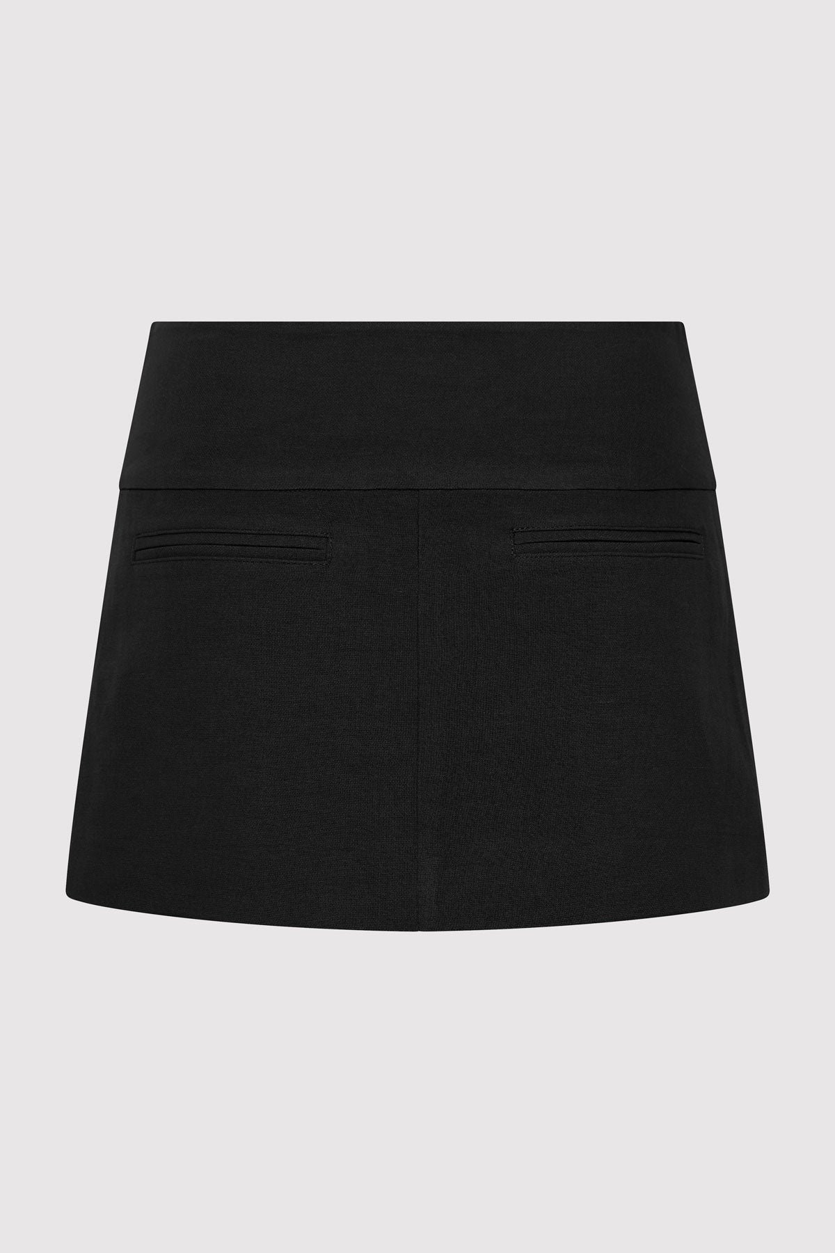 Wide Waistband Mini Skirt - Black - 6