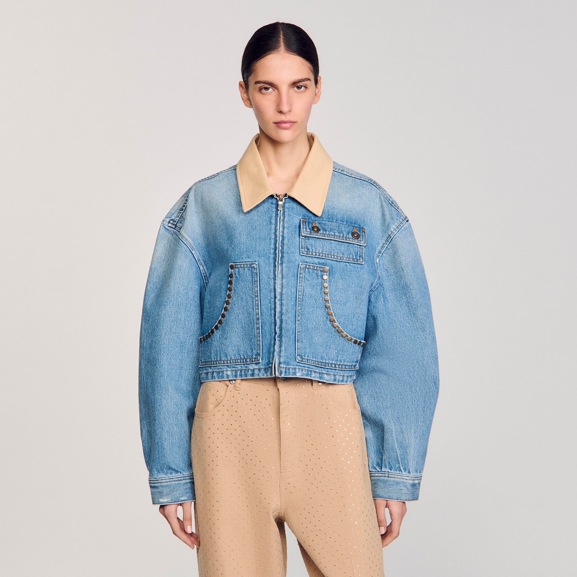 DENIM JACKET WITH STUDS - 4